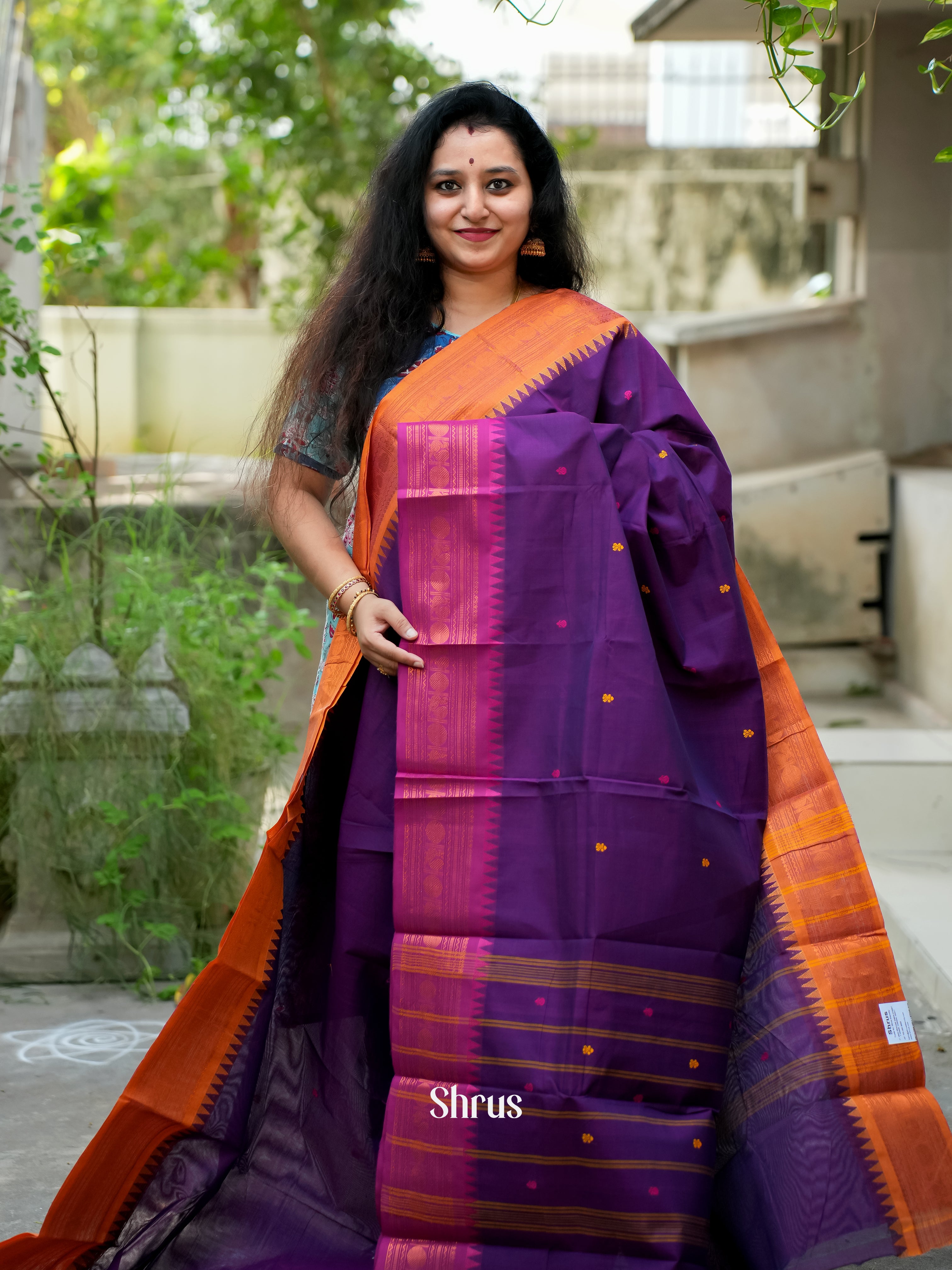 Violet & Majenta - Chettinad Cotton Saree