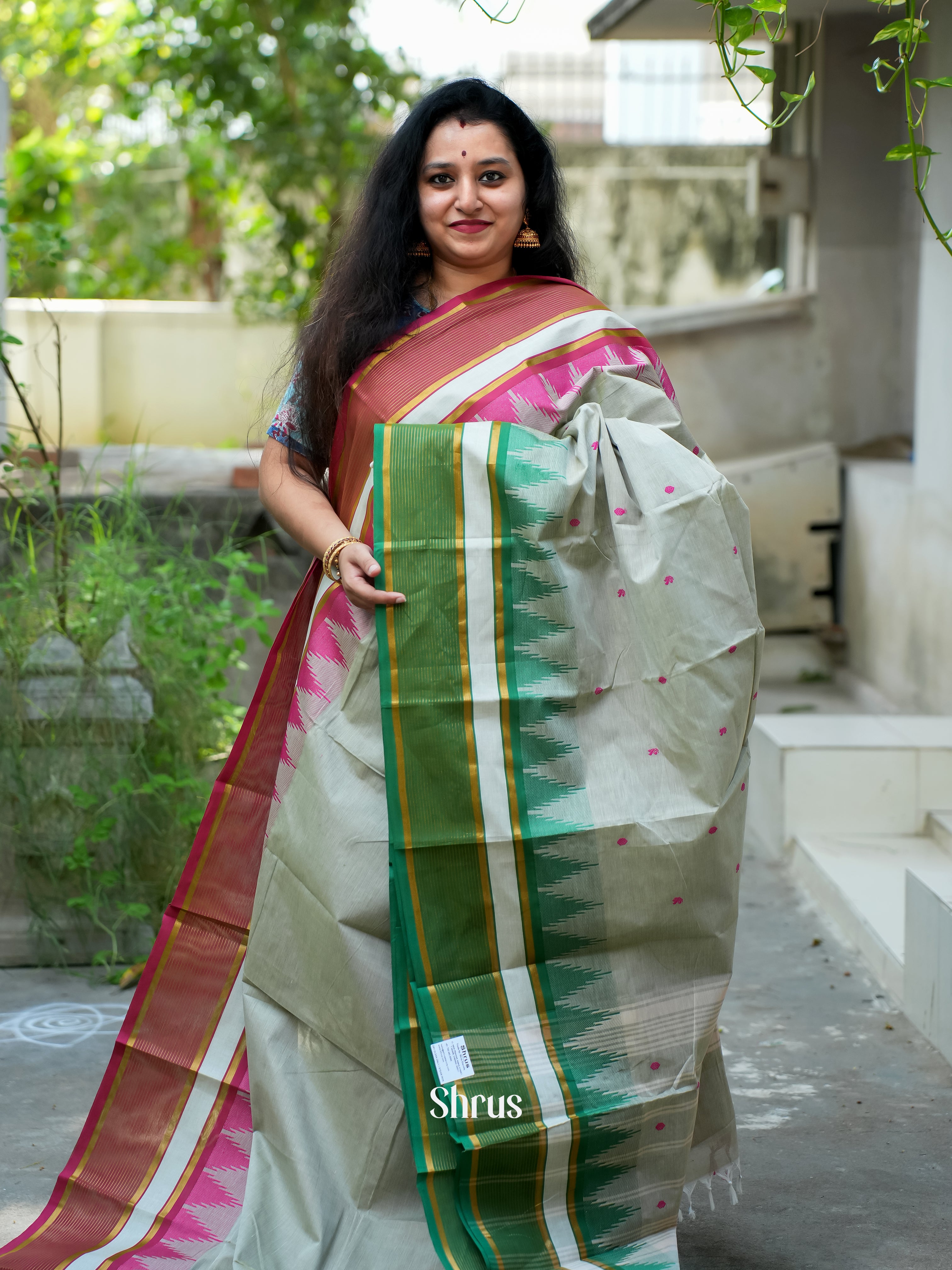 Grey & Green - Chettinad Cotton Saree