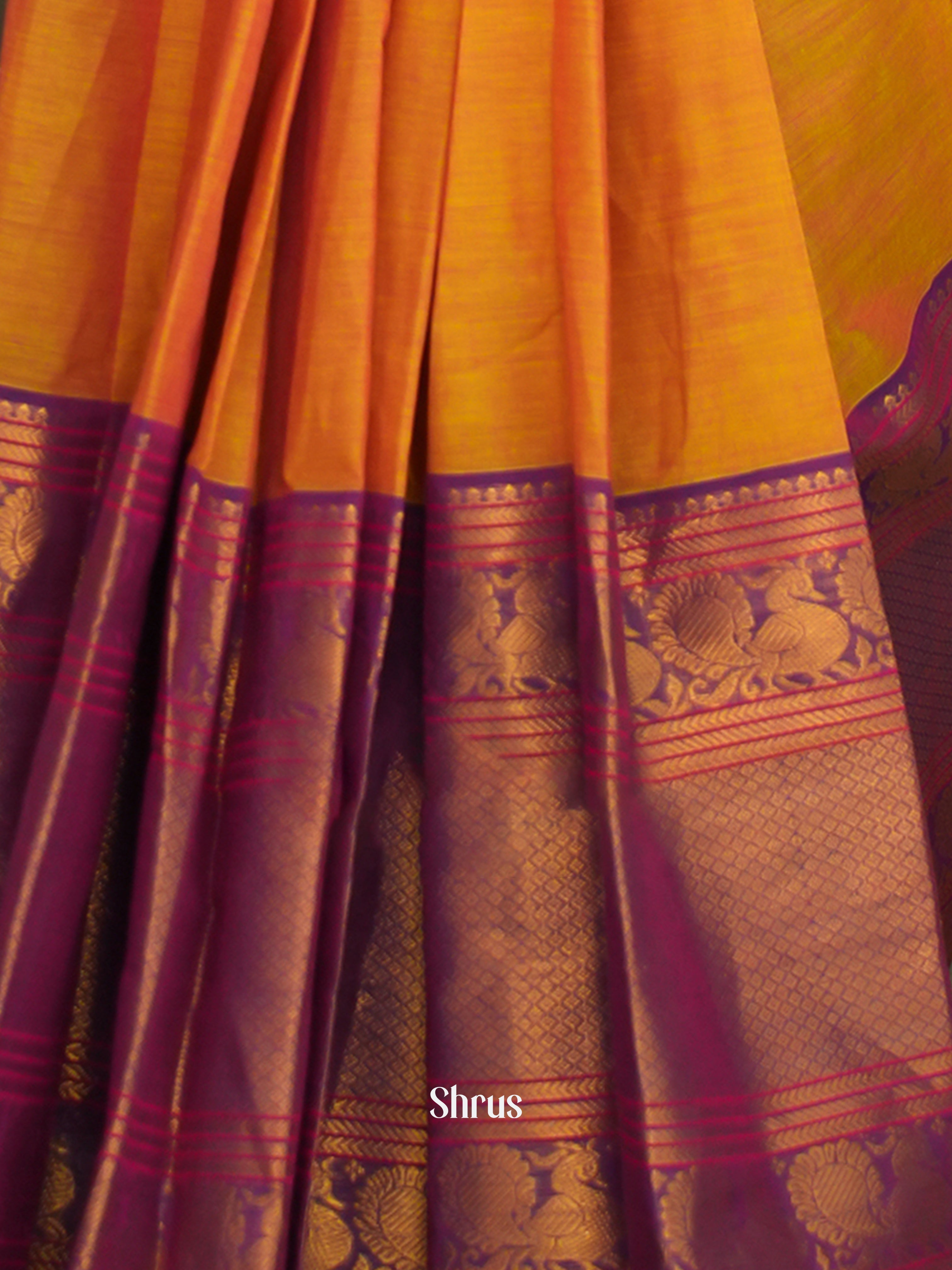 Orange & Purple - Narayanpet Cotton Saree - Shop on ShrusEternity.com