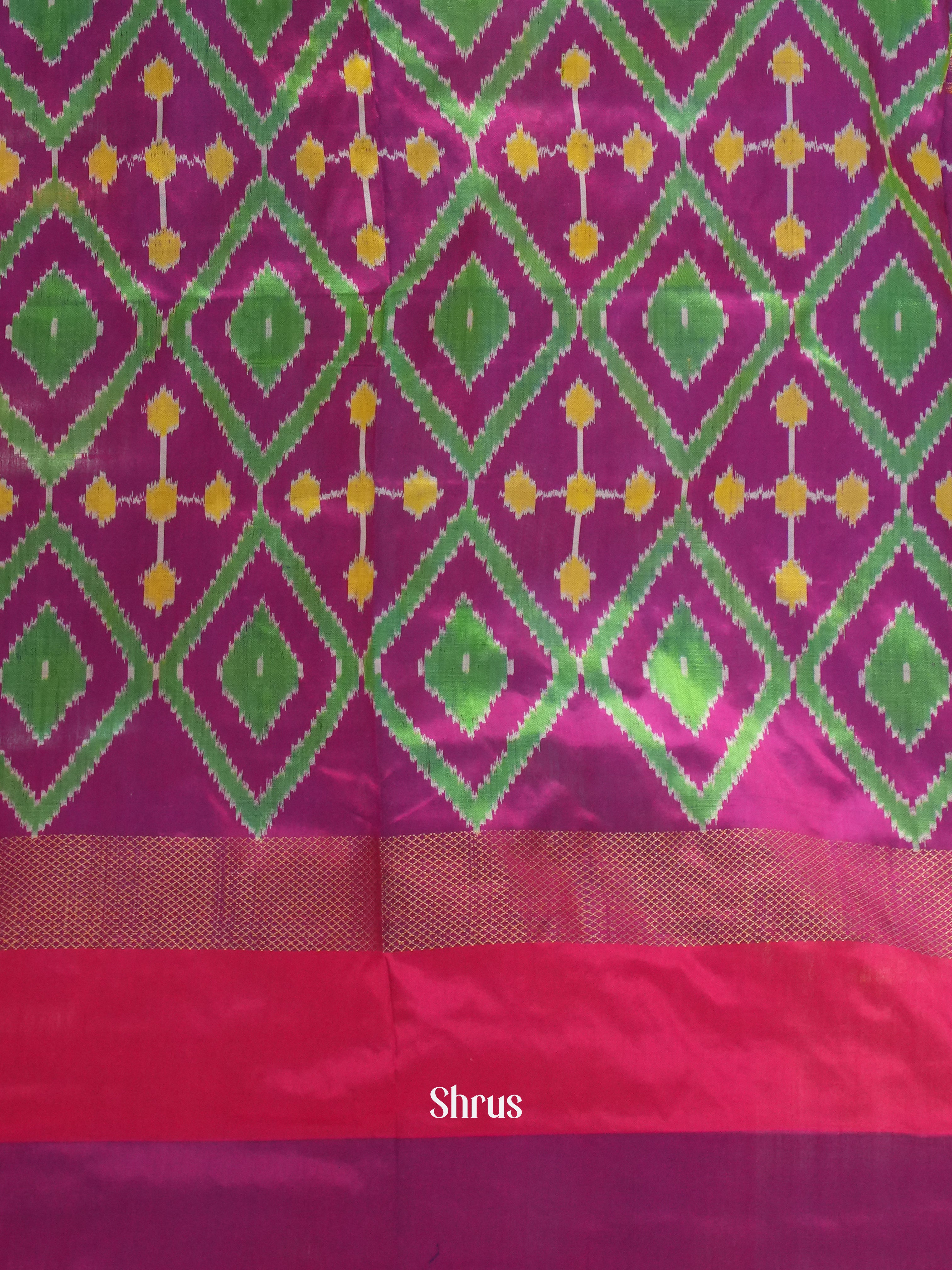 Yellow & Purple - Ikkat Silk Saree - Shop on ShrusEternity.com