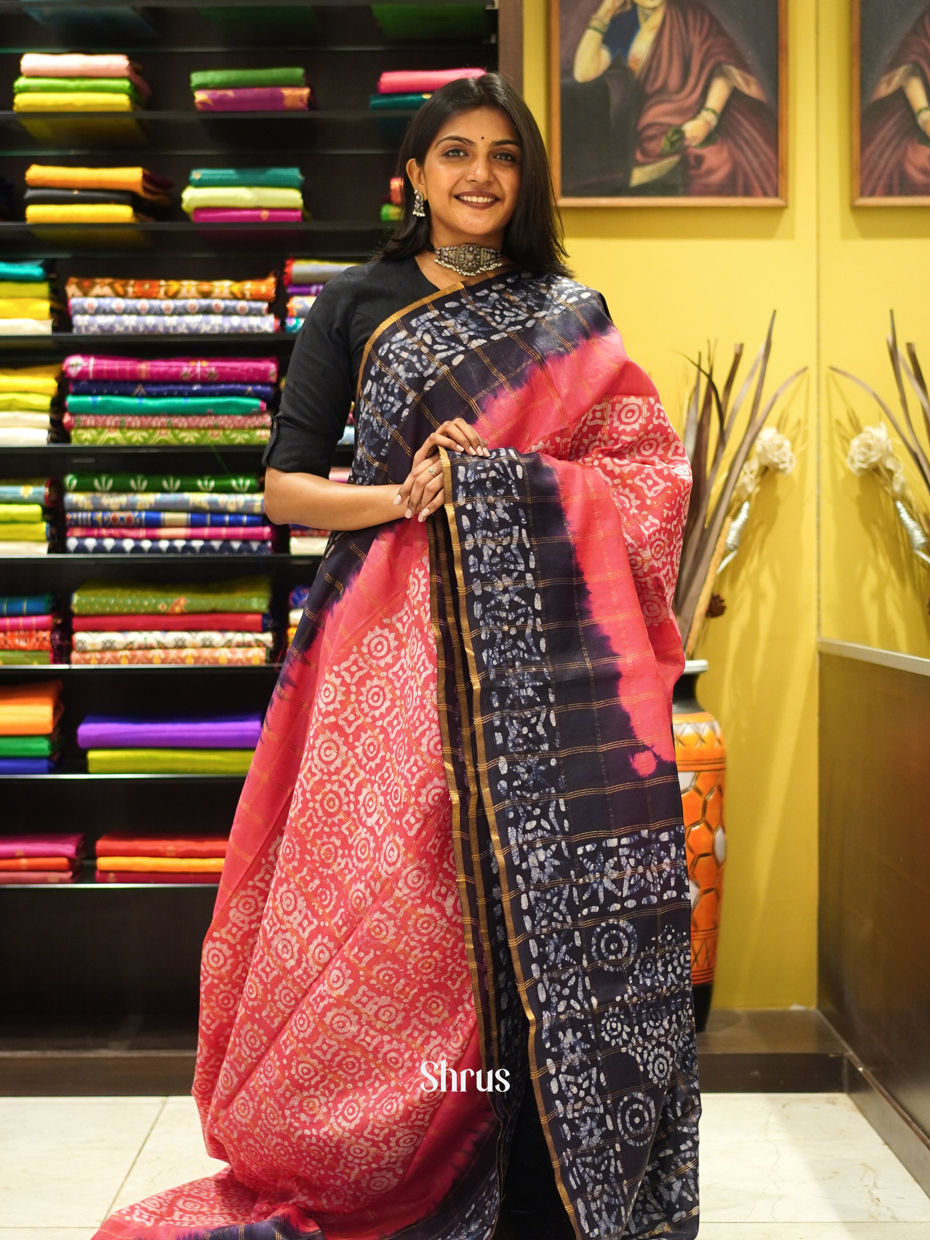 Pink & Blue - Bhatik Saree - Shop on ShrusEternity.com