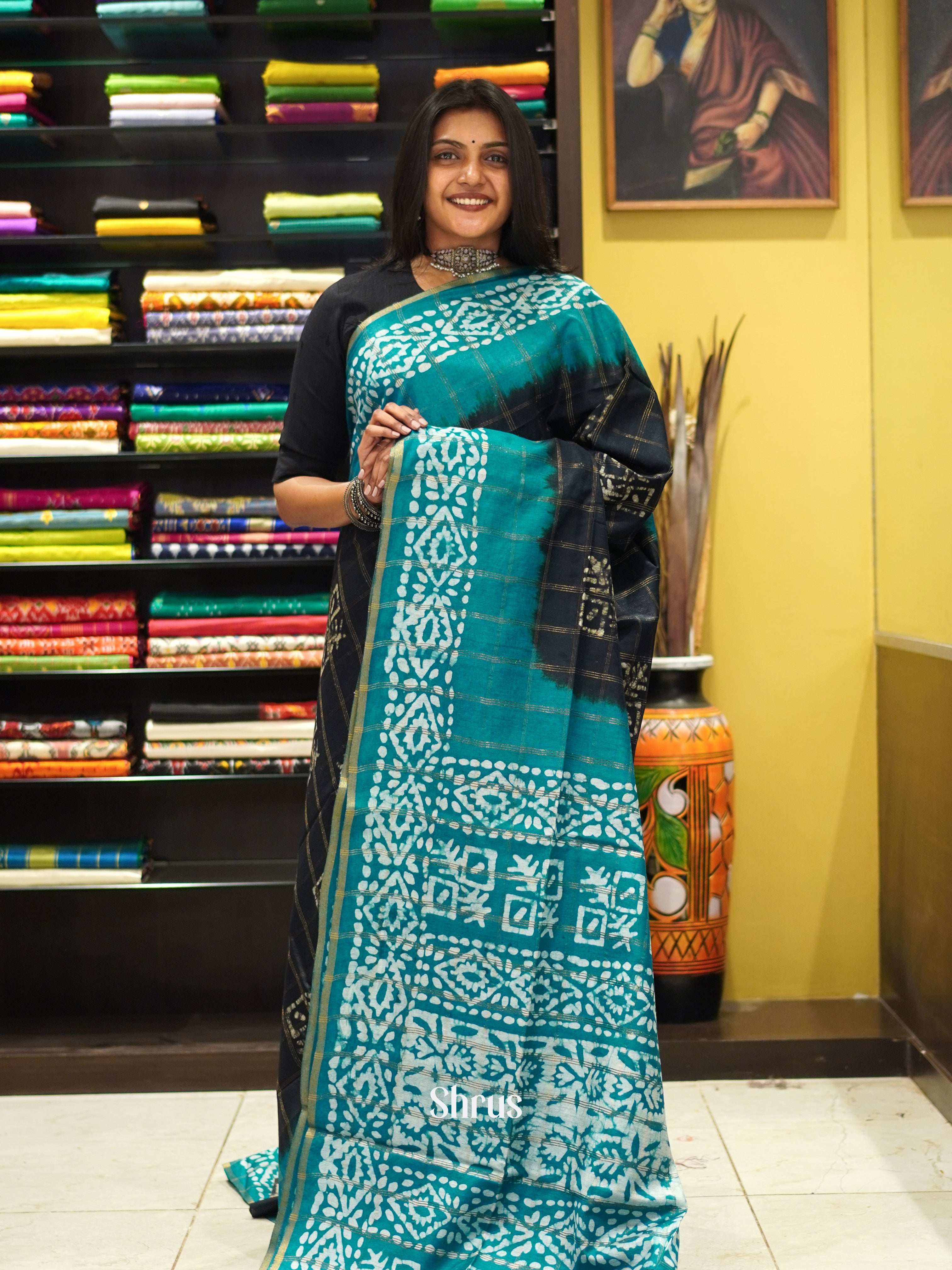 Dark Blue & Blue - Bhatik Saree - Shop on ShrusEternity.com