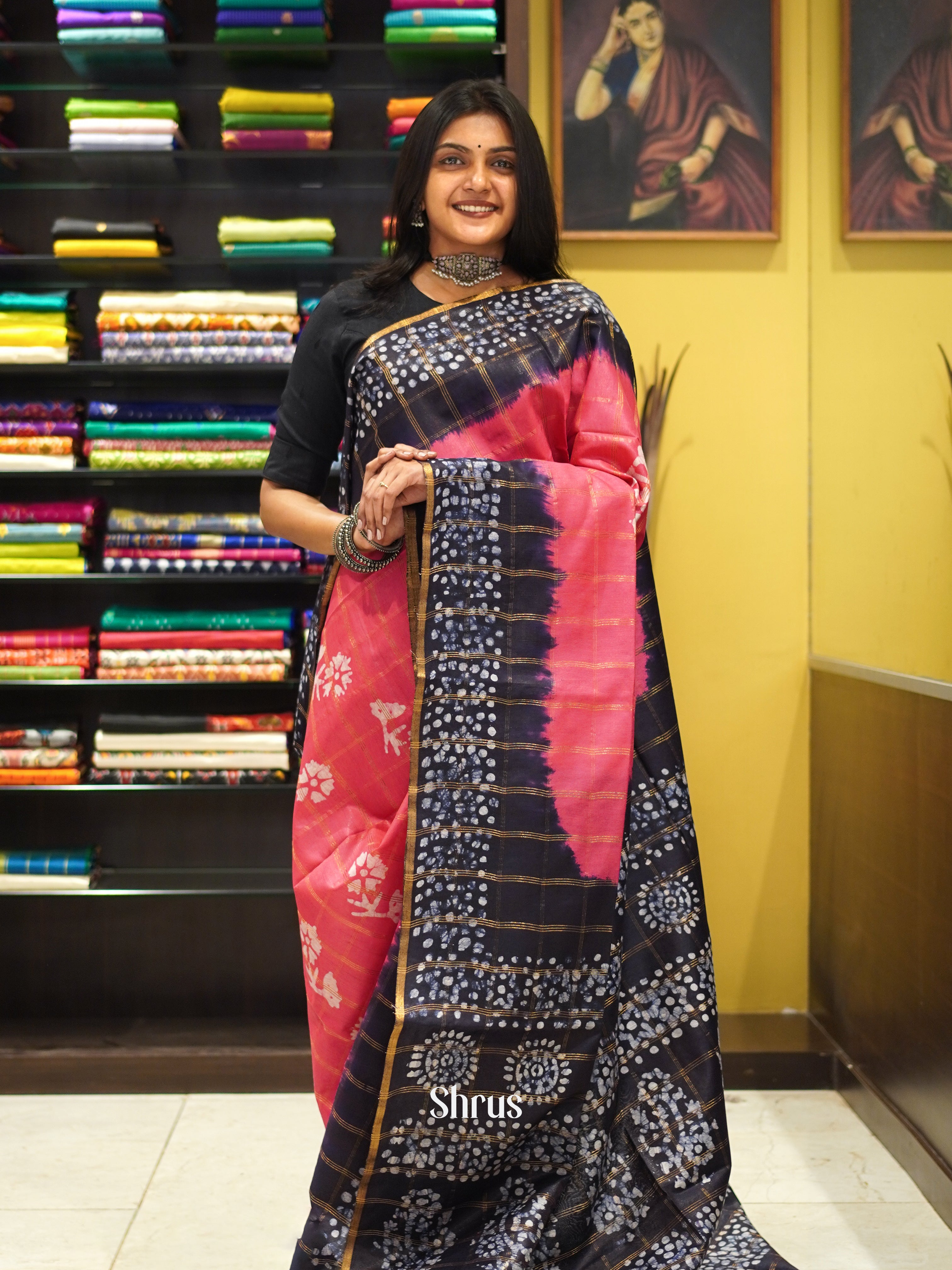 Pink & Blue - Bhatik Saree - Shop on ShrusEternity.com