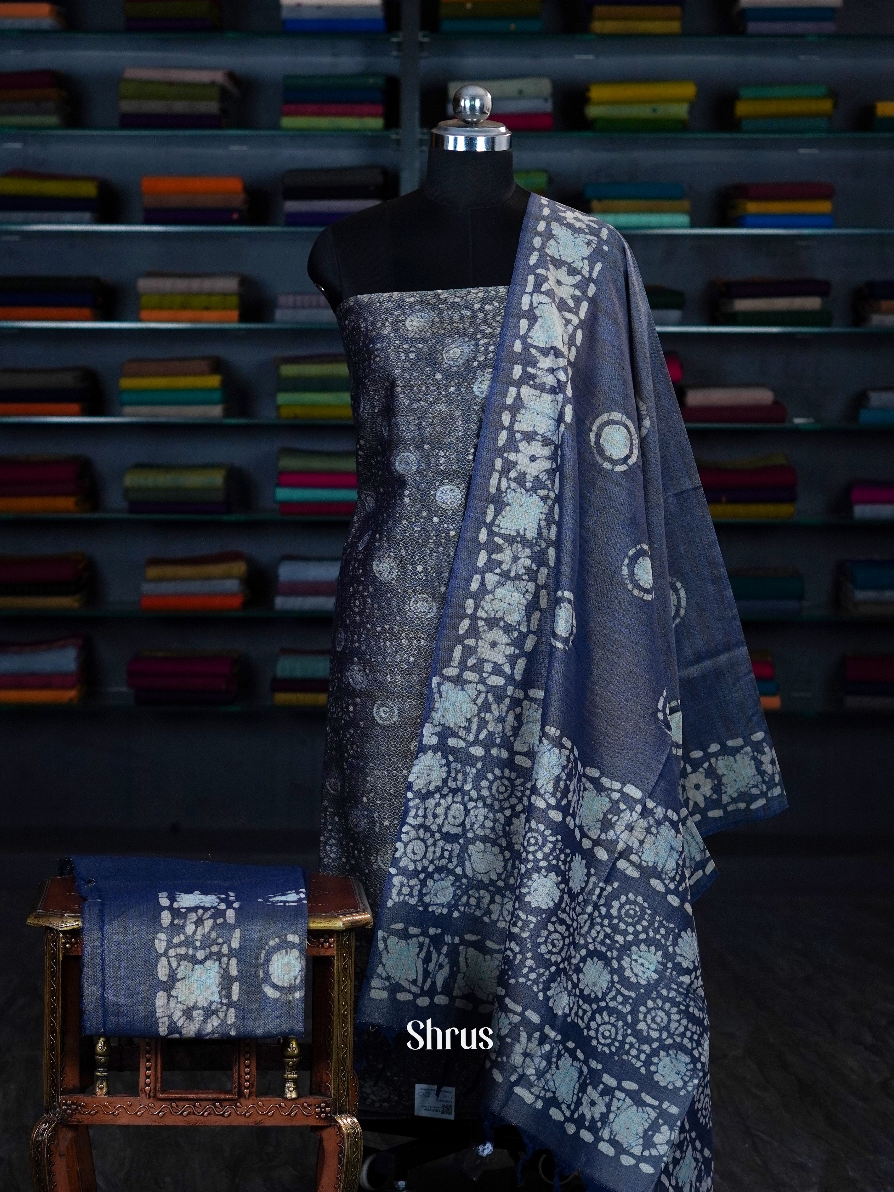 Cream & Blue - Bhatik salwar