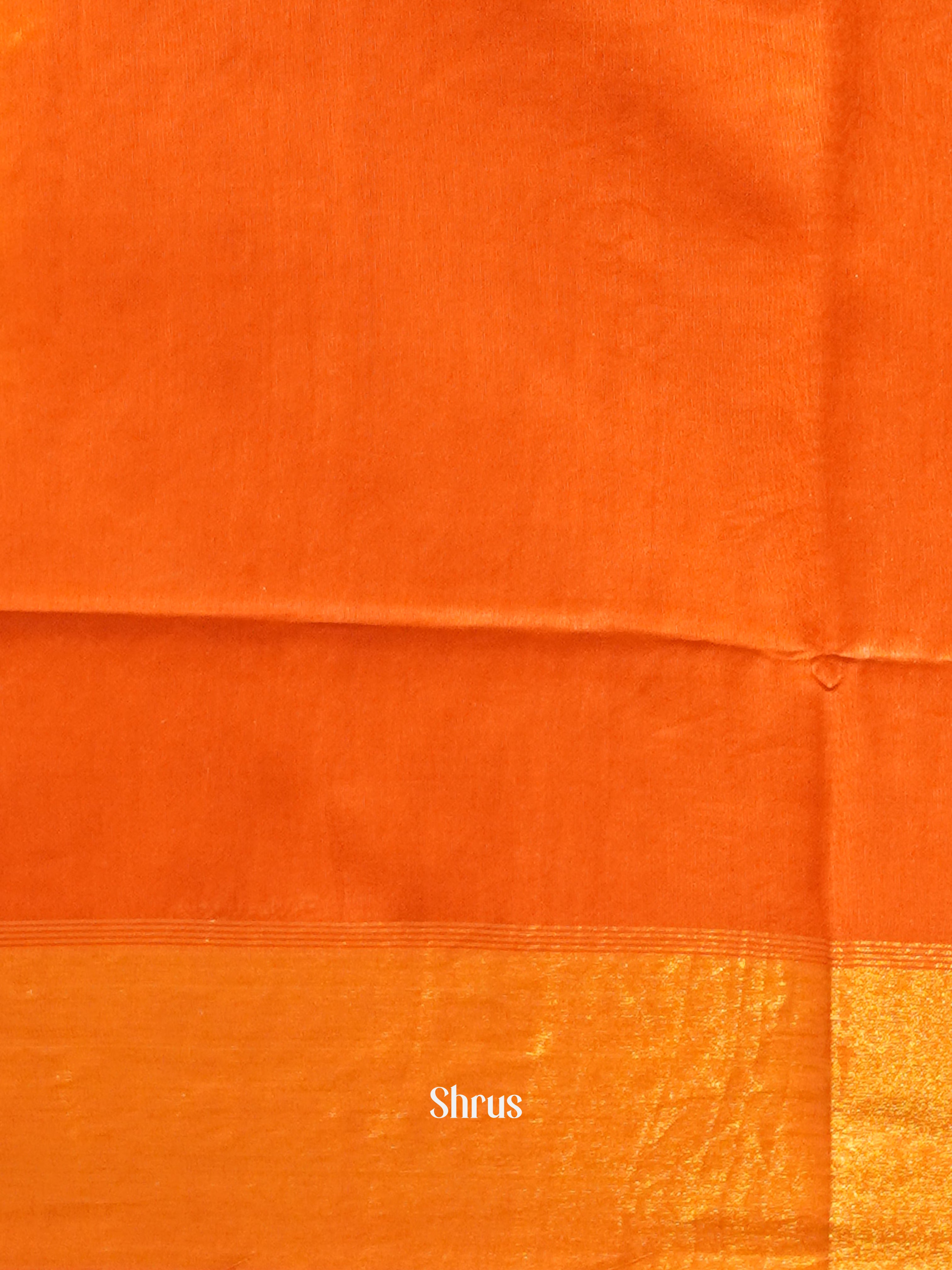 Yellow & Orange - Semi Tussar Saree - Shop on ShrusEternity.com