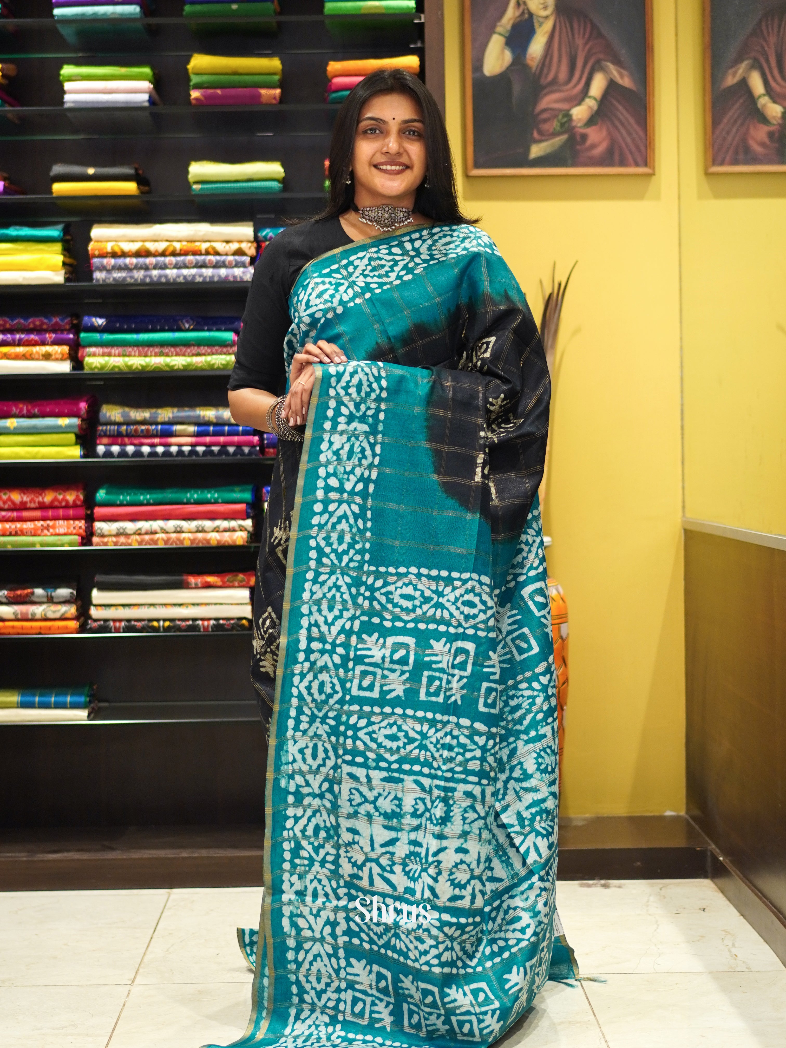 Navy Blue & Blue - Bhatik Saree - Shop on ShrusEternity.com