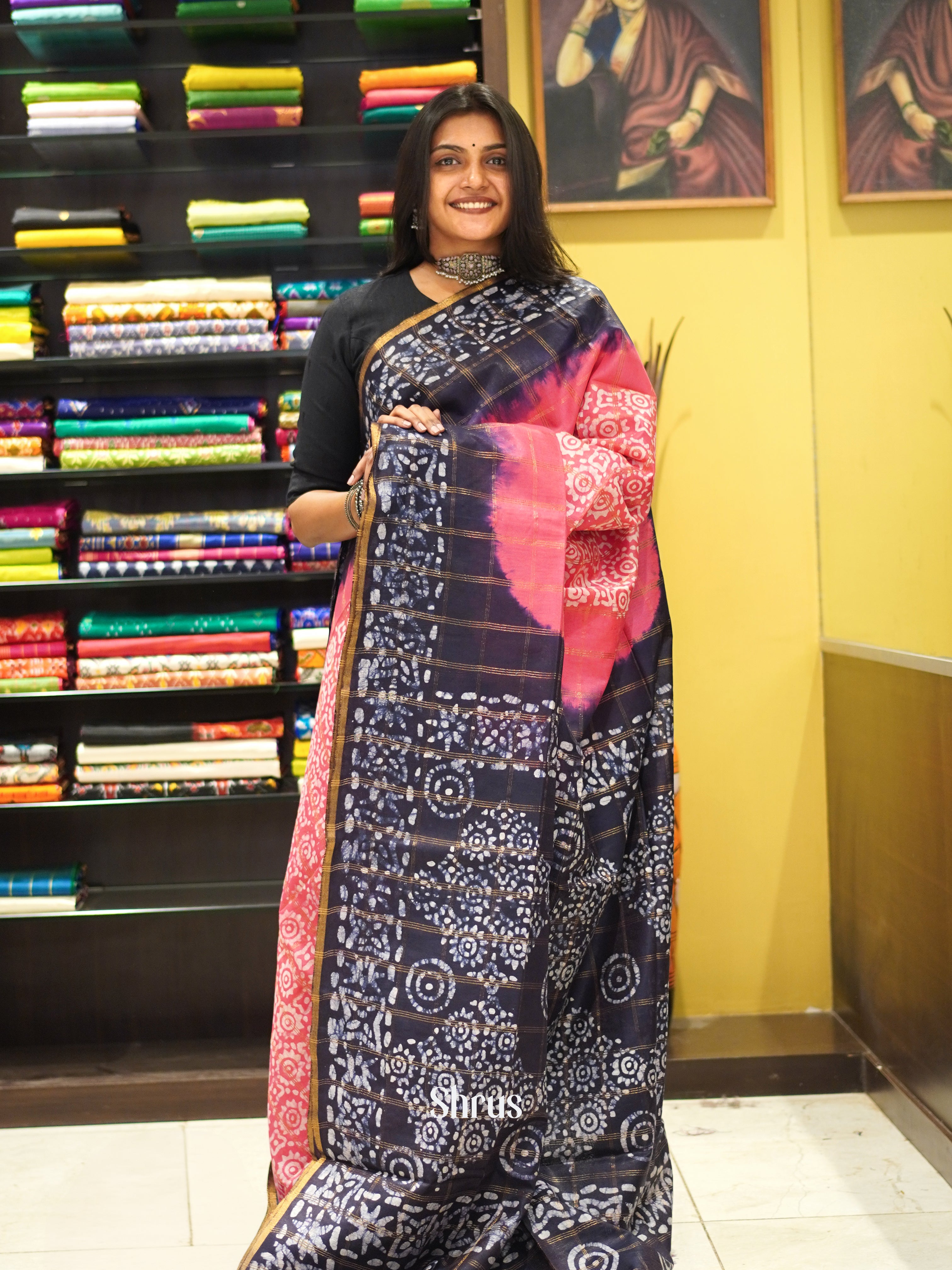 Pink & Blue - Bhatik Saree - Shop on ShrusEternity.com