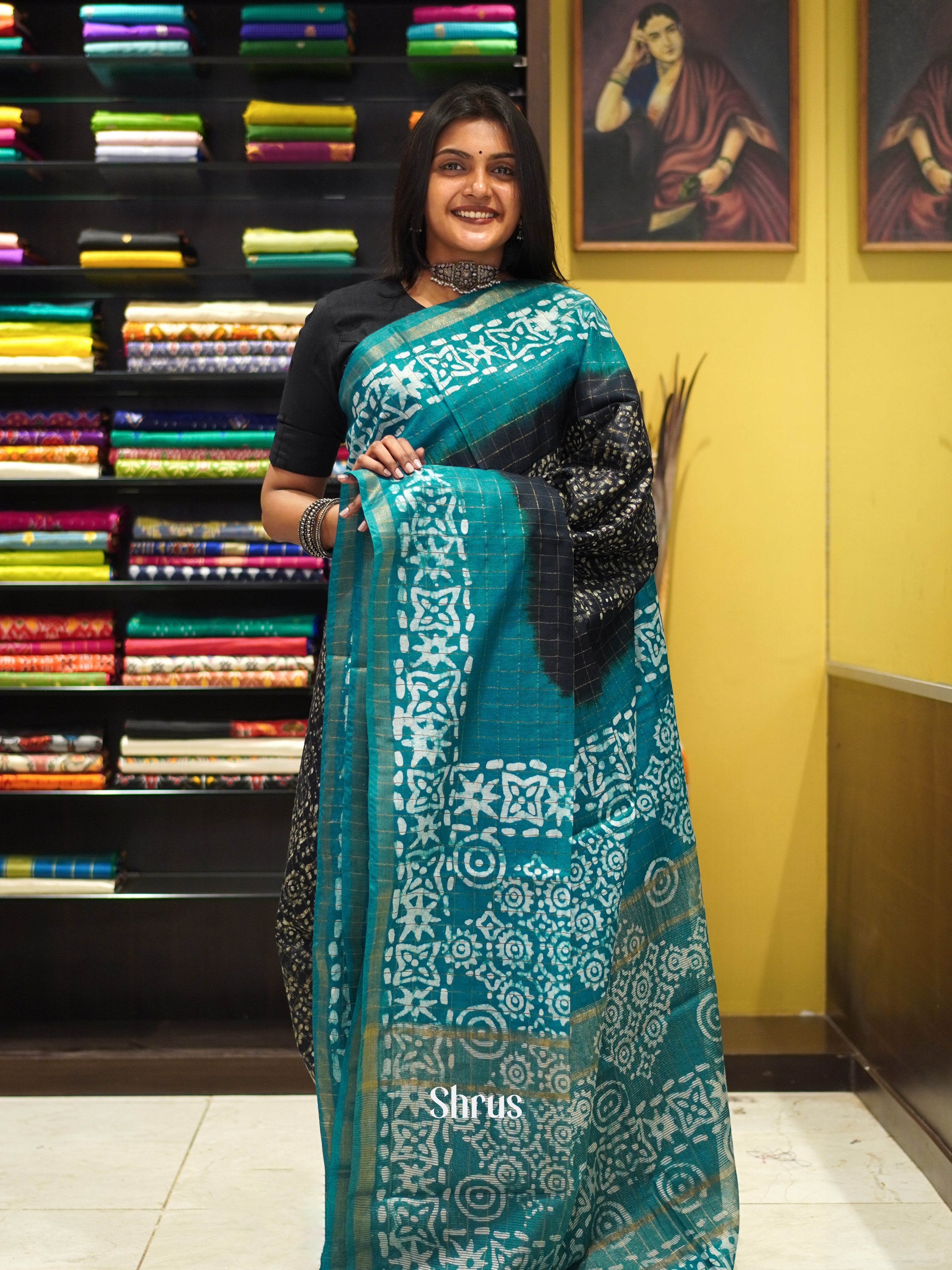 Navy Blue & Blue - Bhatik Saree - Shop on ShrusEternity.com