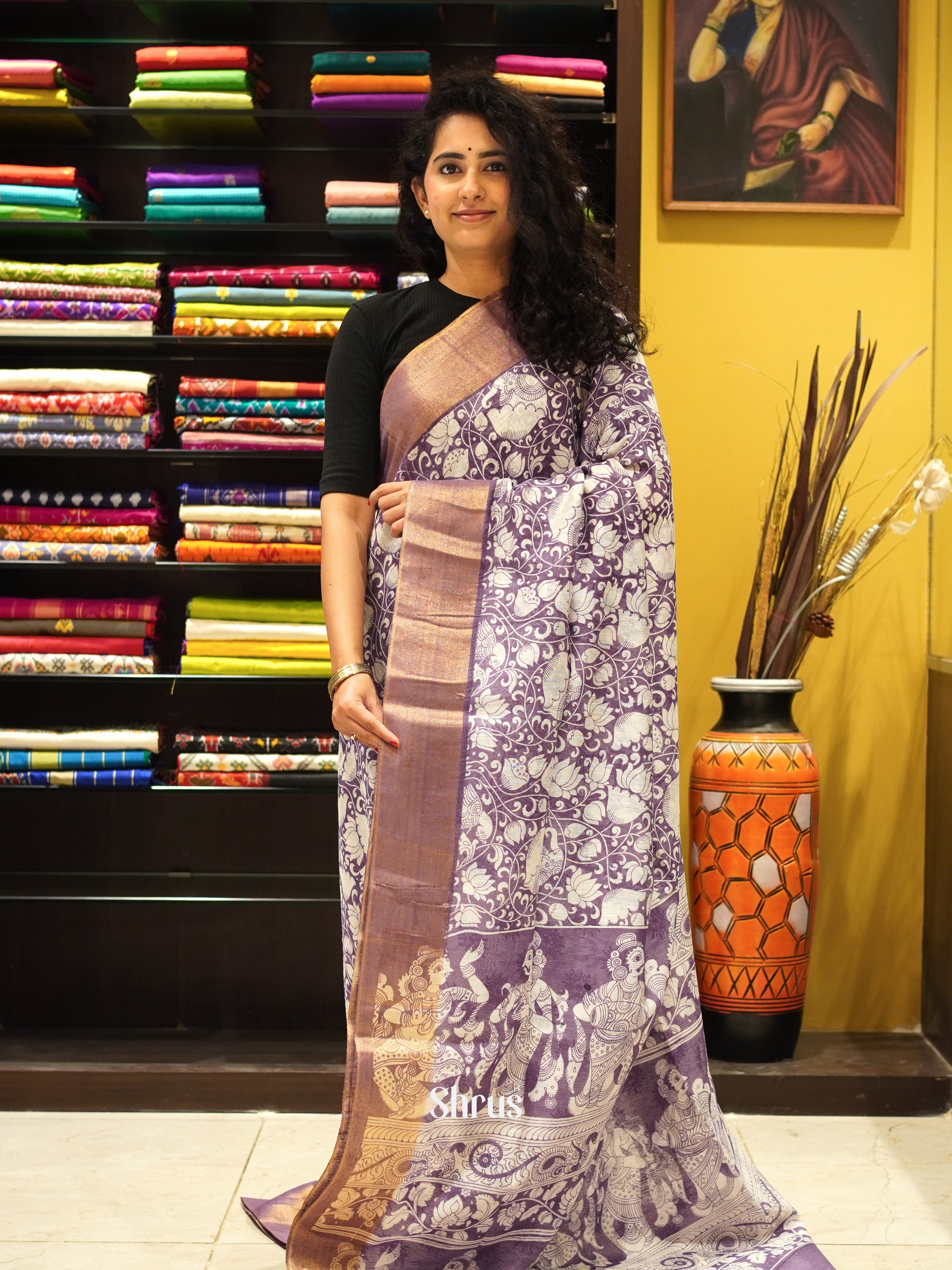 CES09020 - Art Linen Saree - Shop on ShrusEternity.com