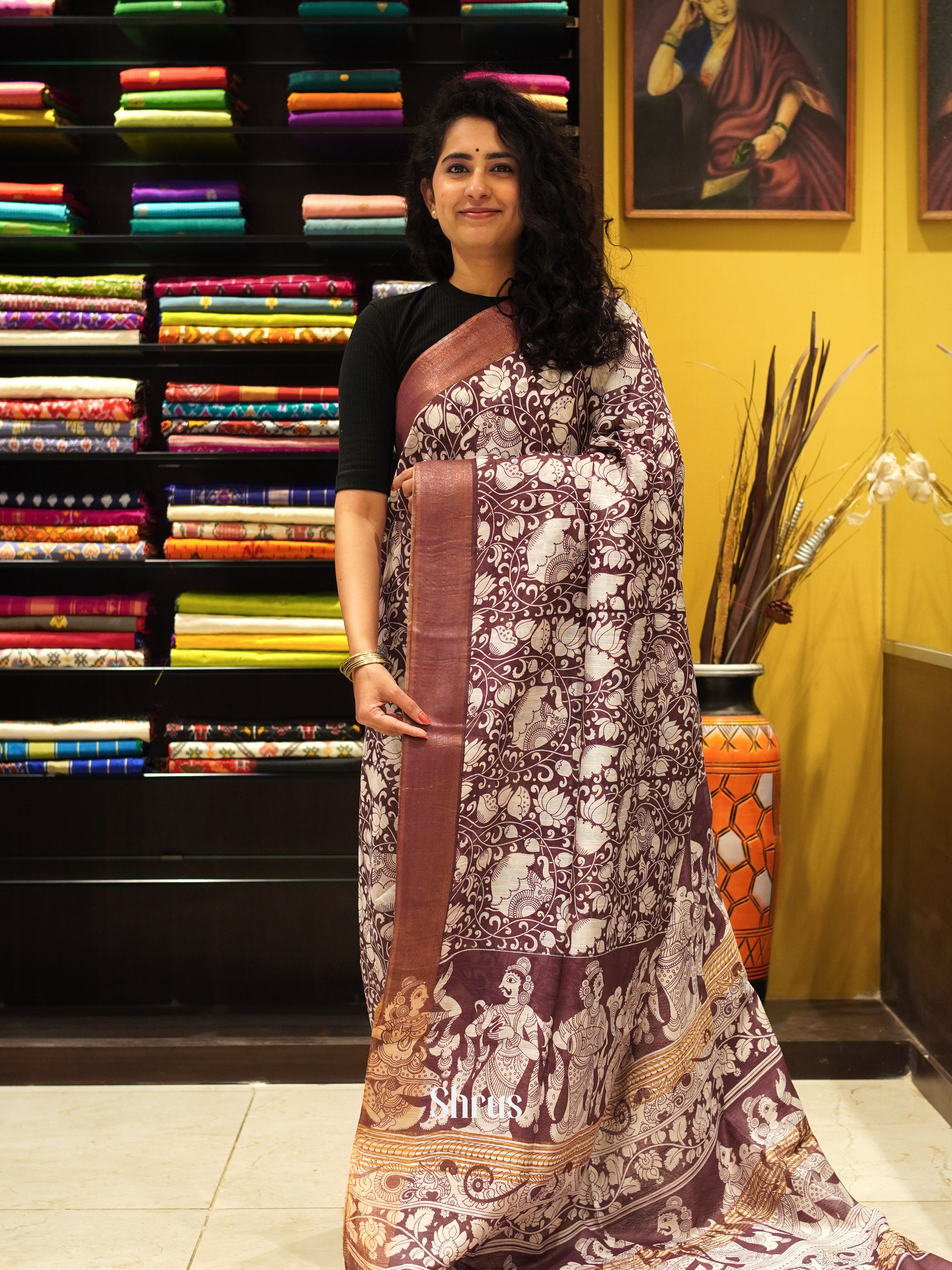 CES09024 - Art Linen Saree - Shop on ShrusEternity.com