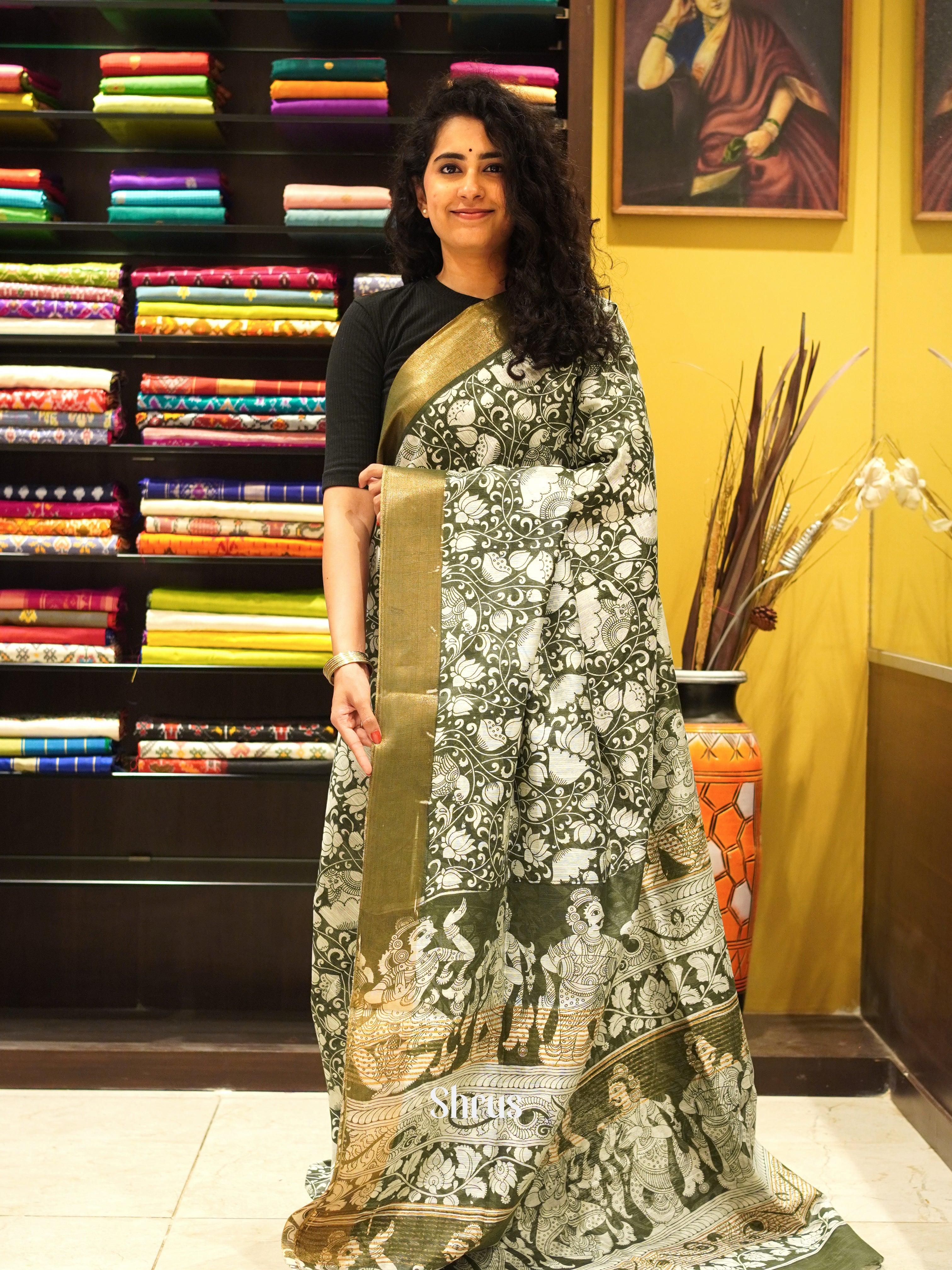 CES09027 - Art Linen Saree - Shop on ShrusEternity.com