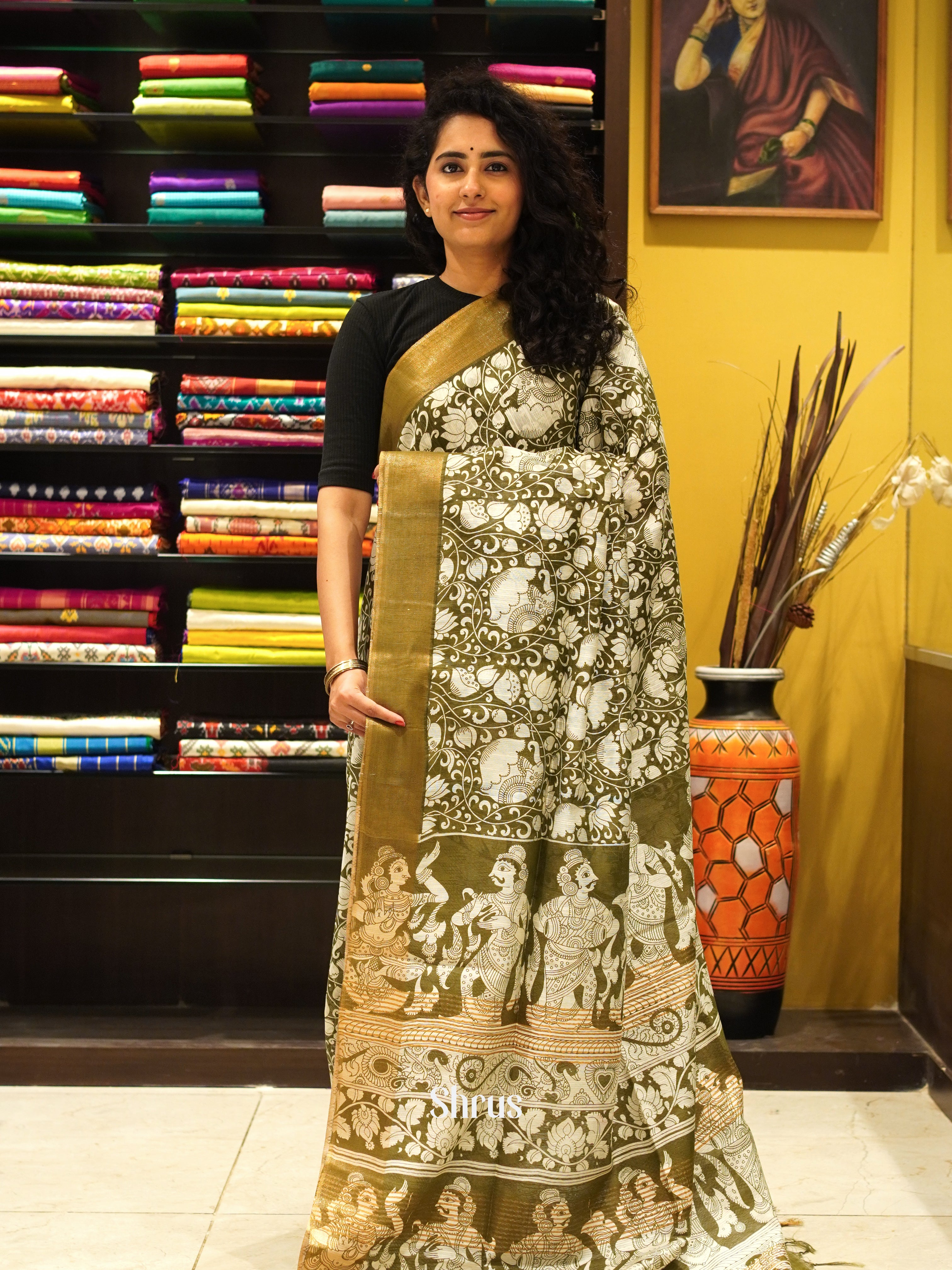 CES09029 - Art Linen Saree - Shop on ShrusEternity.com