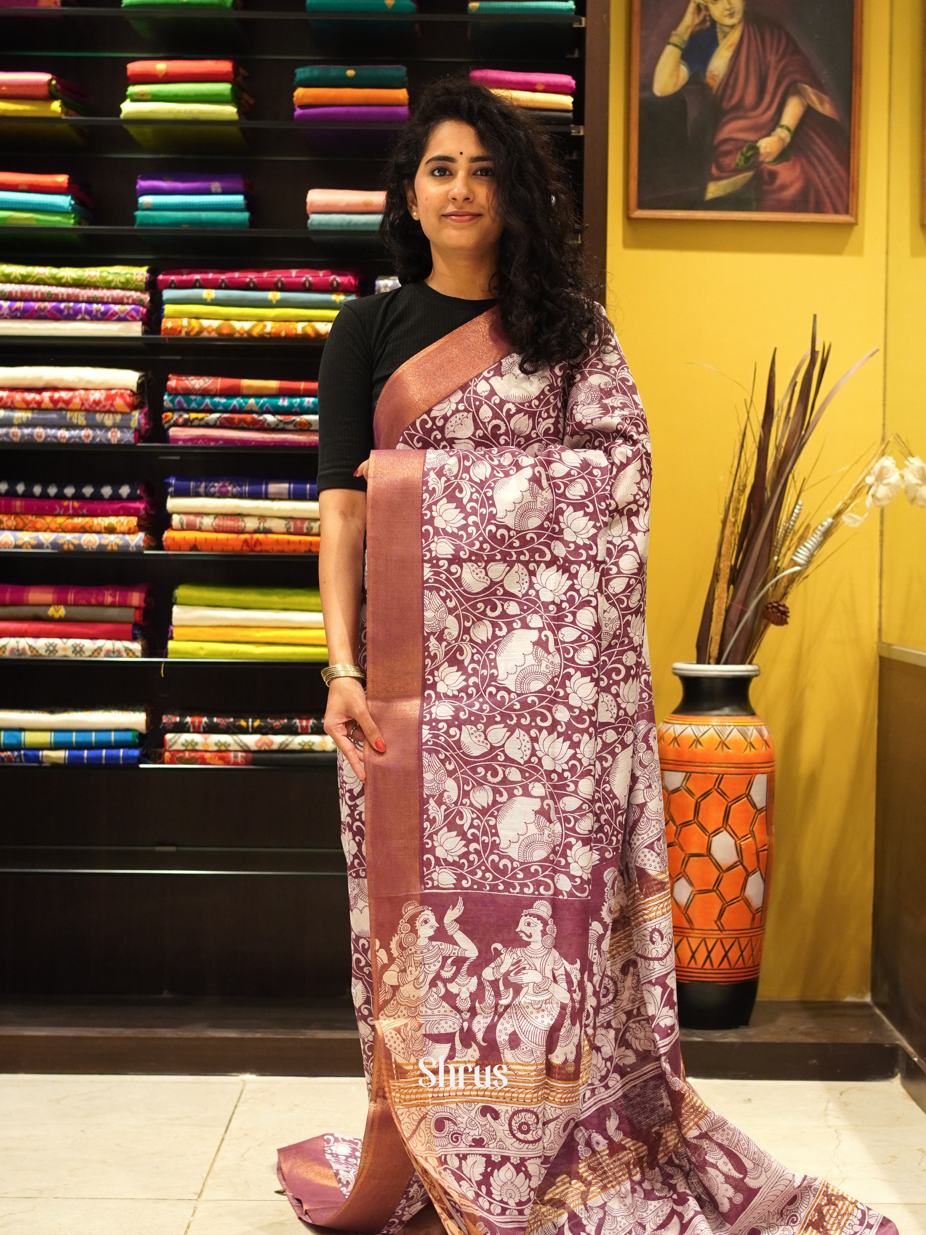 CES09031 - Art Linen Saree - Shop on ShrusEternity.com