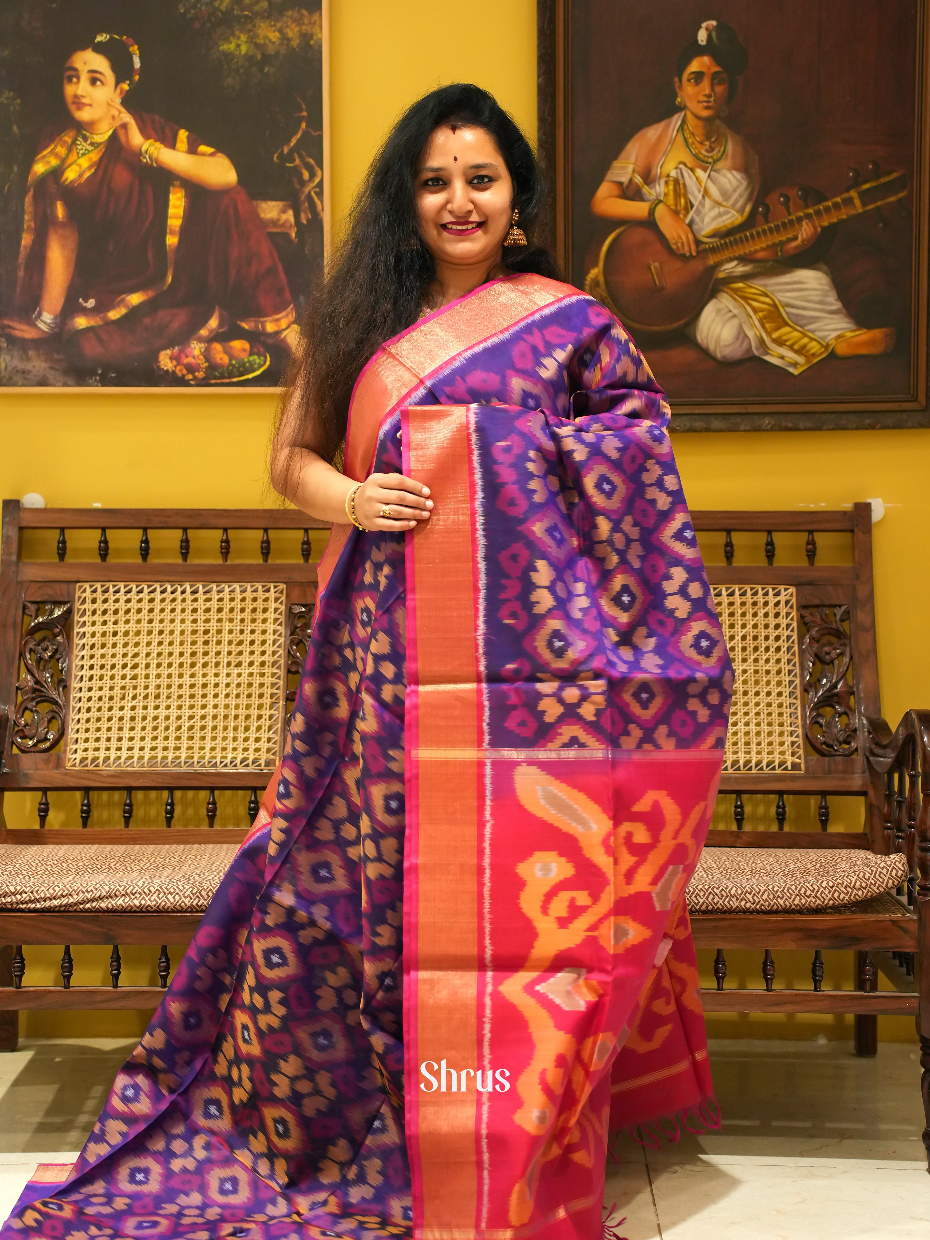 Violet & Maroon - Pochampally sico Saree - Shop on ShrusEternity.com