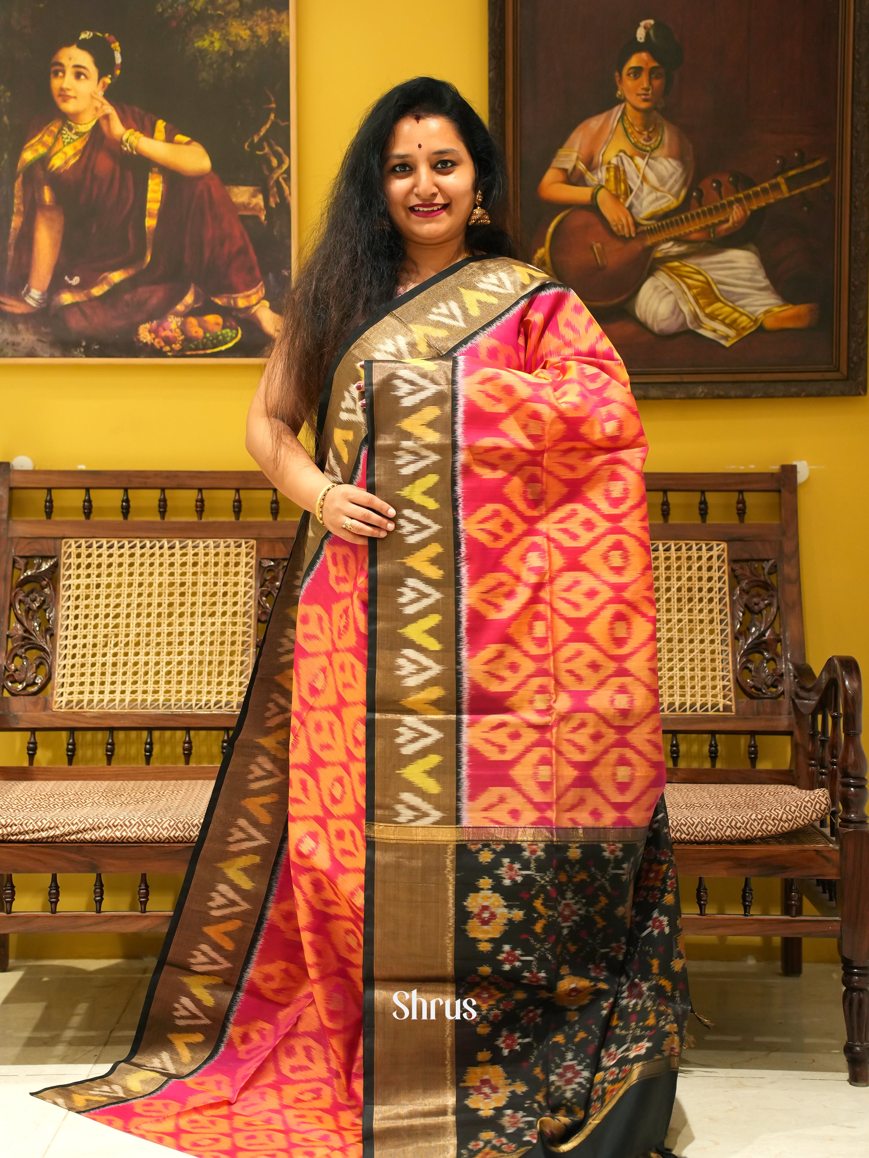 Red & Black - Pochampally sico Saree - Shop on ShrusEternity.com