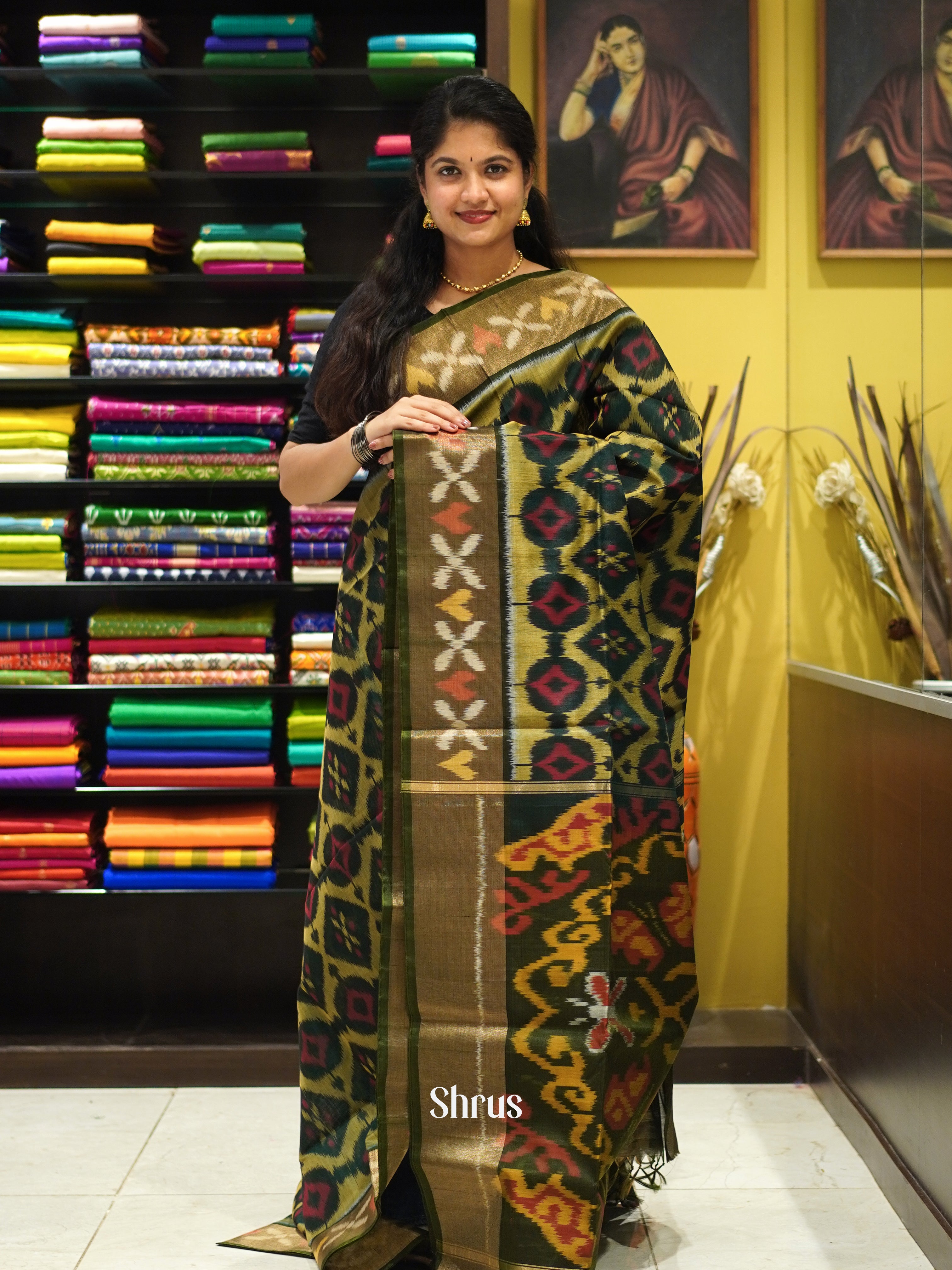 Green - Pochampally sico Saree - Shop on ShrusEternity.com