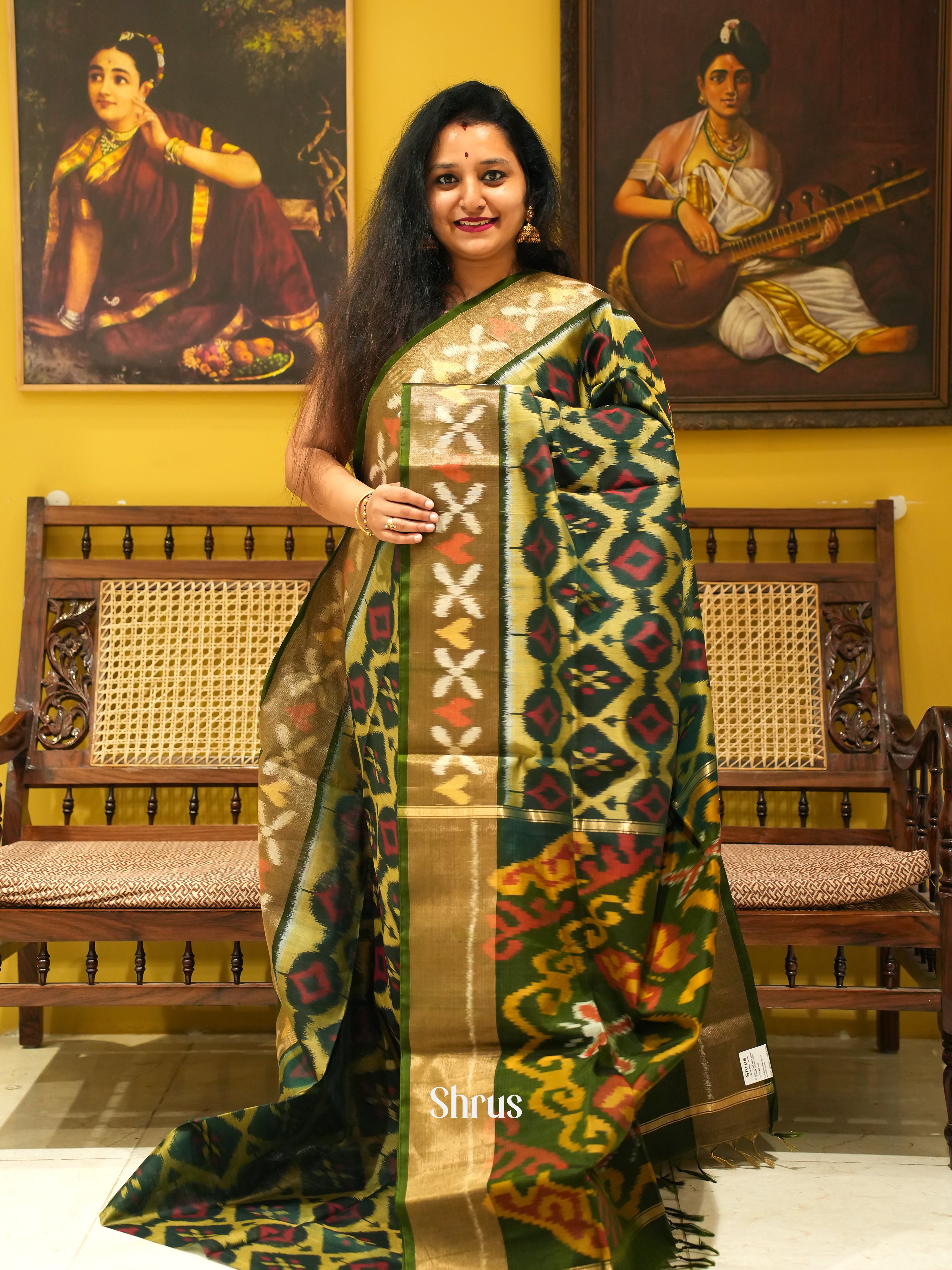 Green - Pochampally sico Saree - Shop on ShrusEternity.com