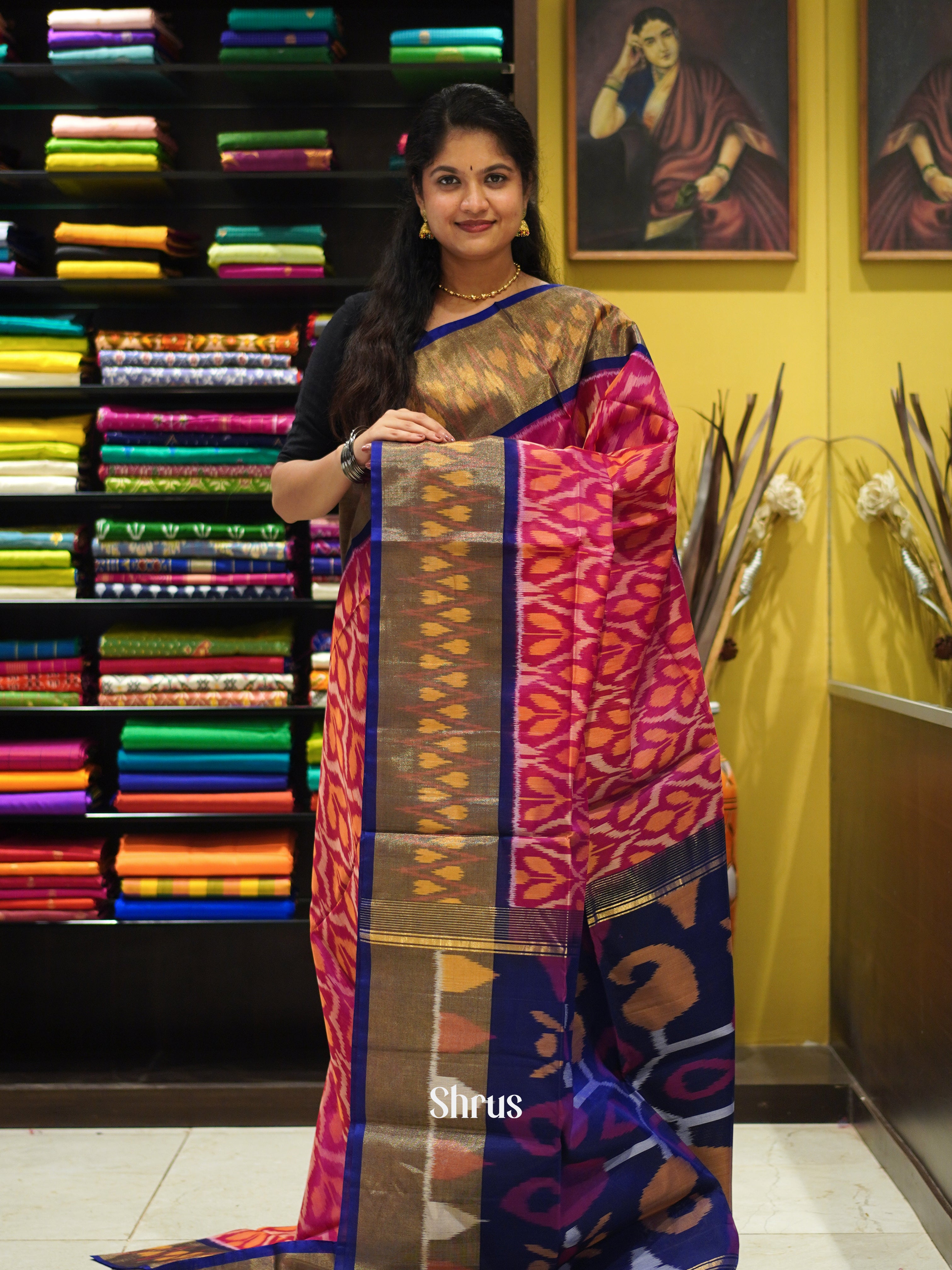 Majenta & Blue - Pochampally sico Saree - Shop on ShrusEternity.com