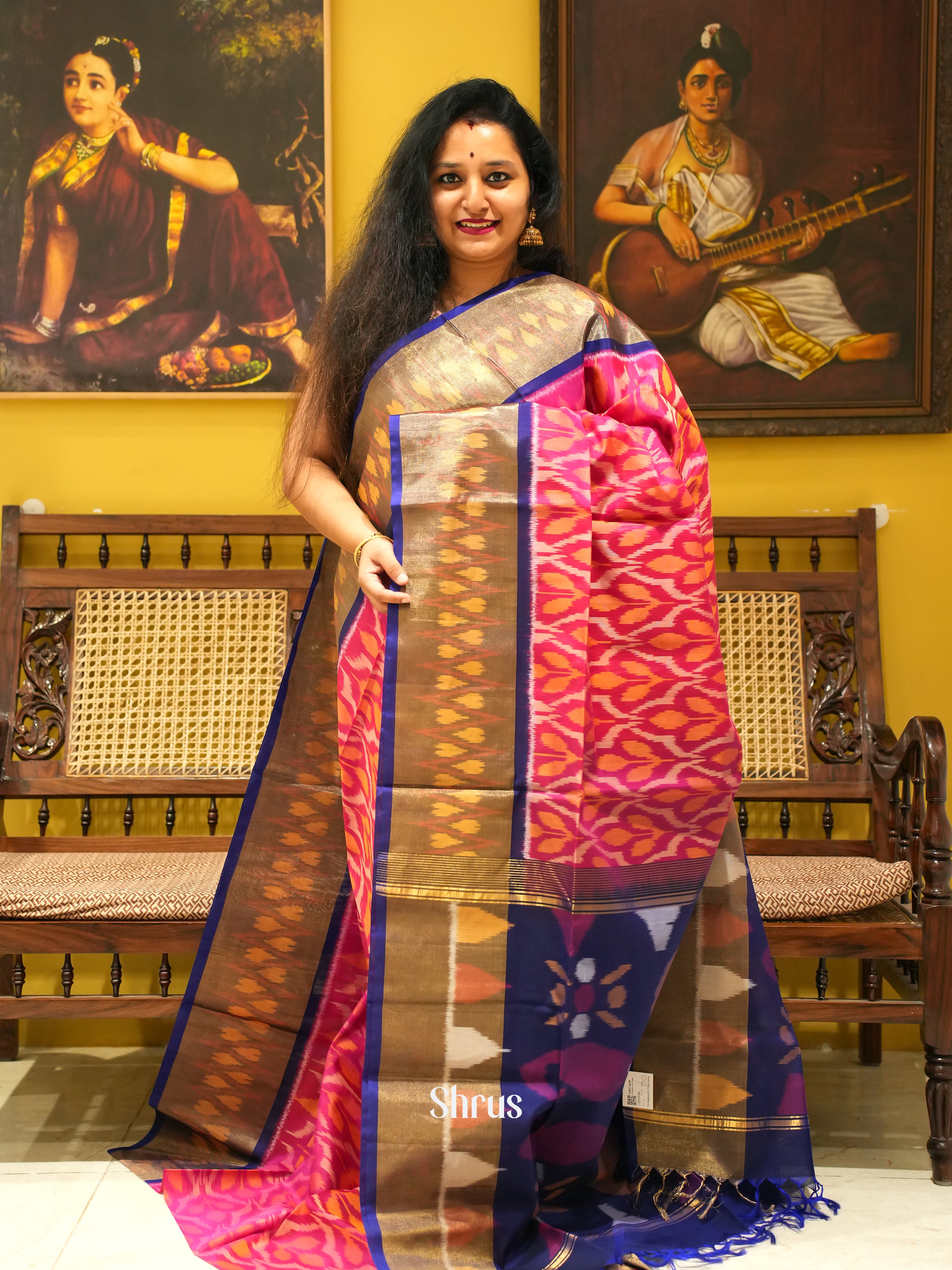 Majenta & Blue - Pochampally sico Saree