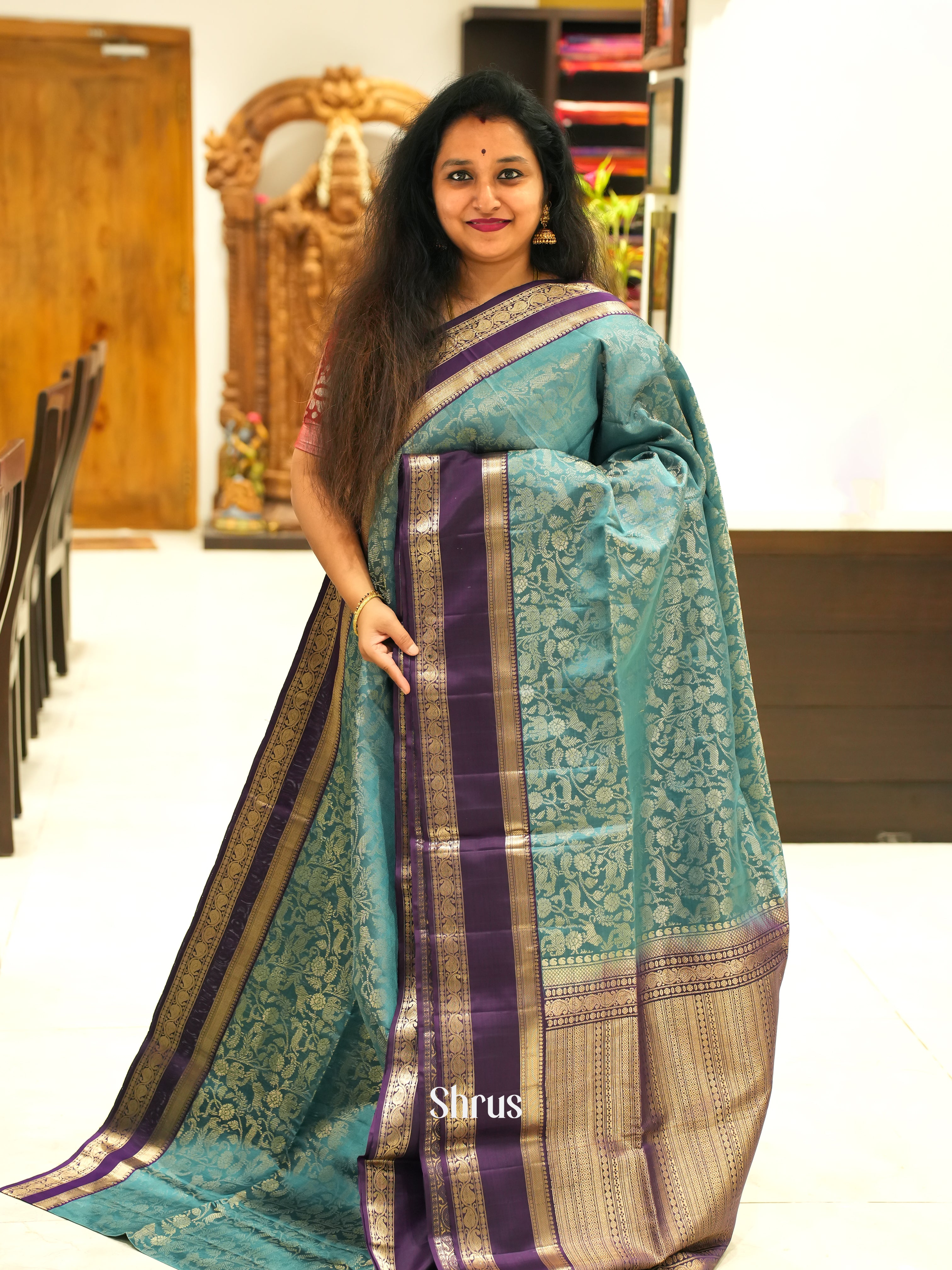 Green & Purple - Soft Silk Saree