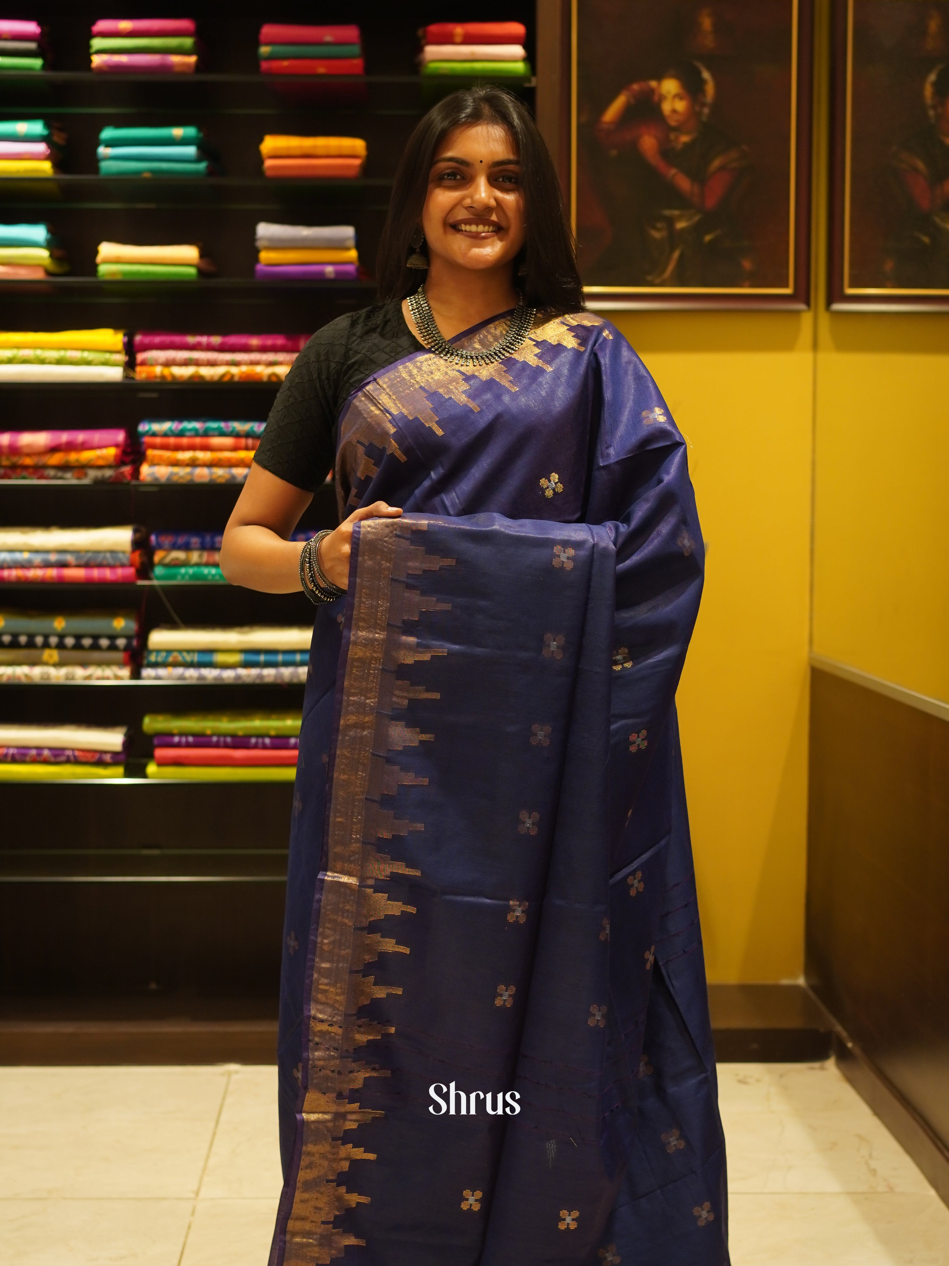 Violet (single Tone) - Semi Tussar Saree