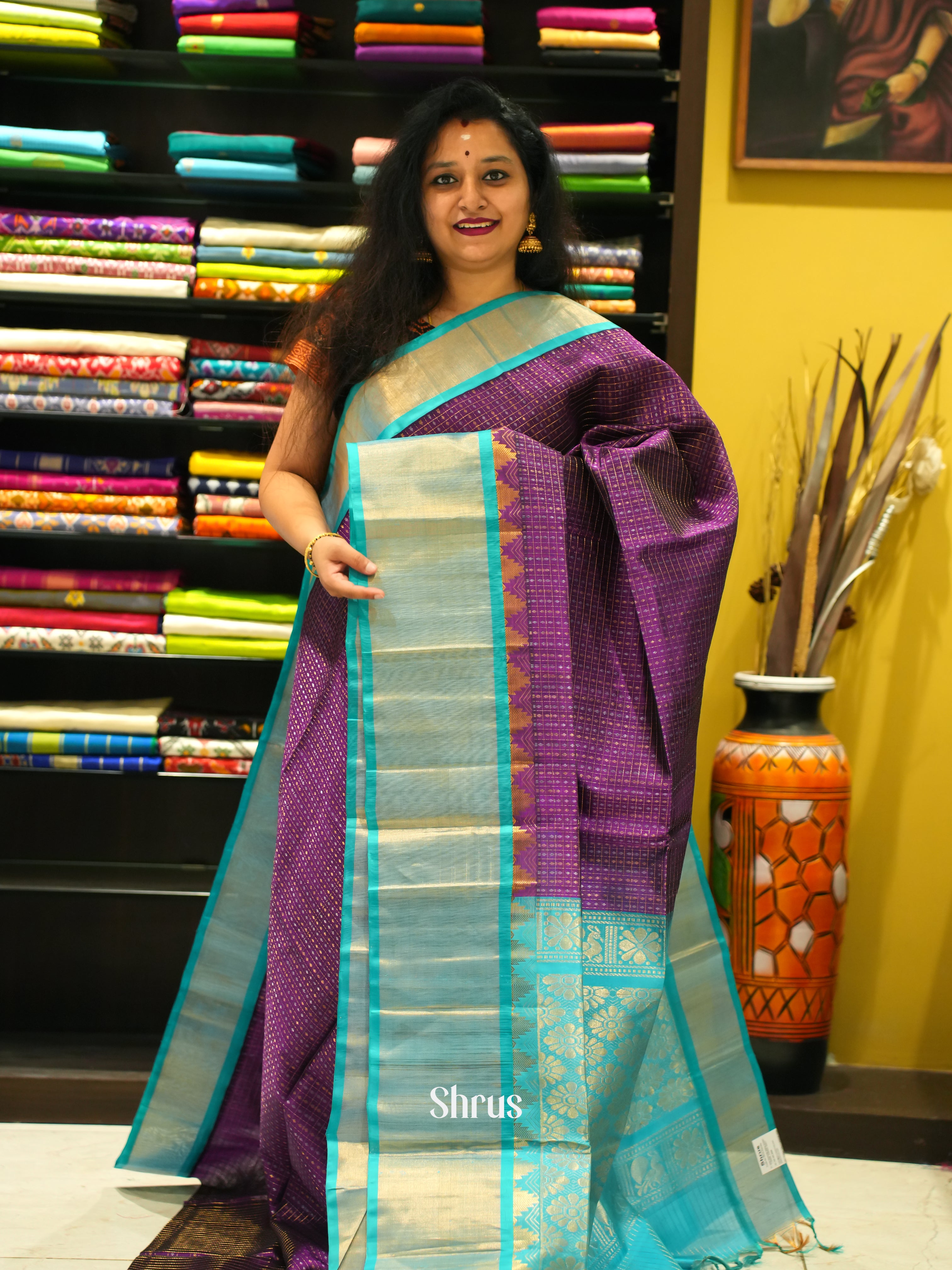 CES10129 - Silk Cotton Saree - Shop on ShrusEternity.com