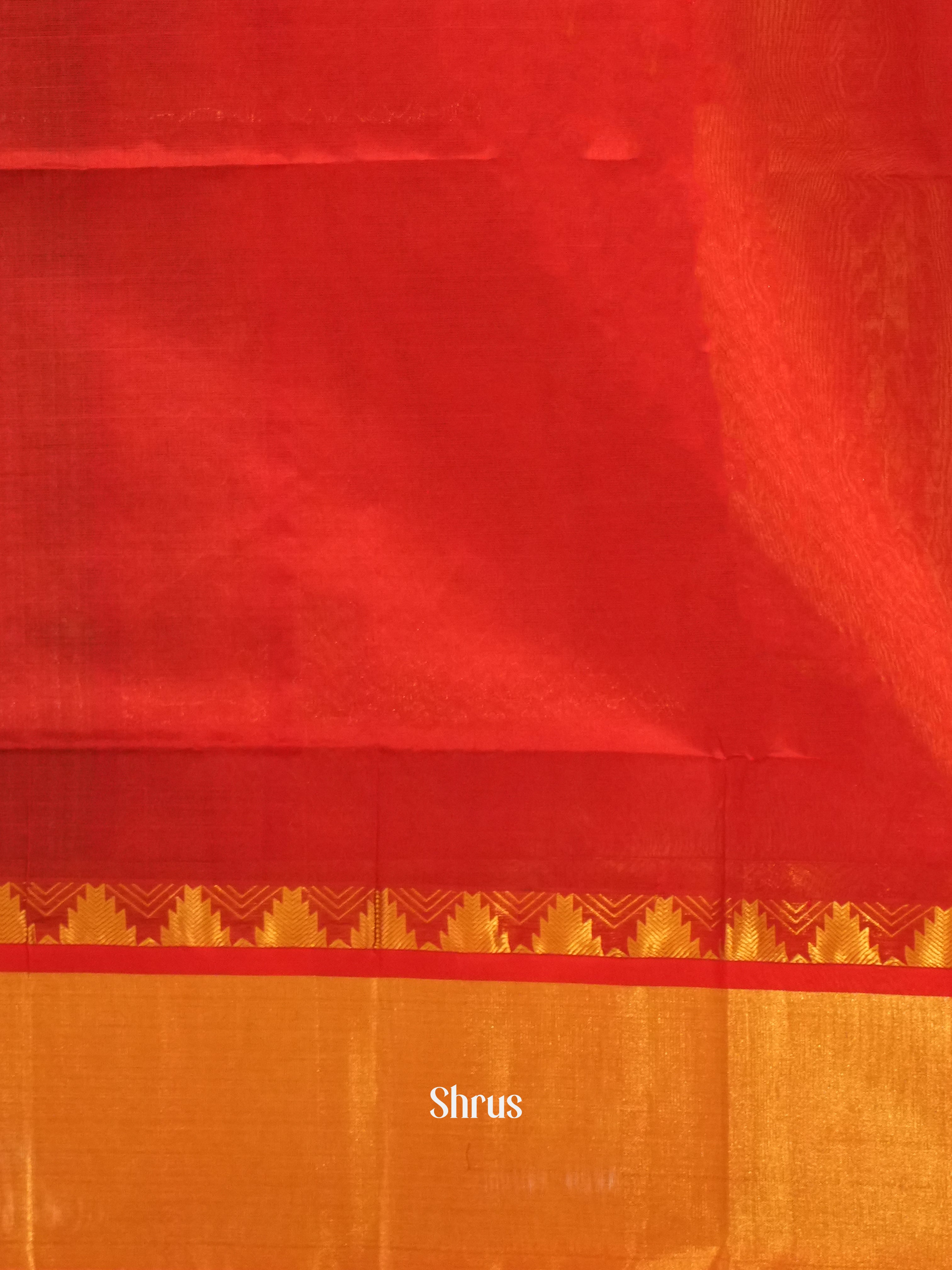 Green & Red - Silk Cotton Saree - Shop on ShrusEternity.com