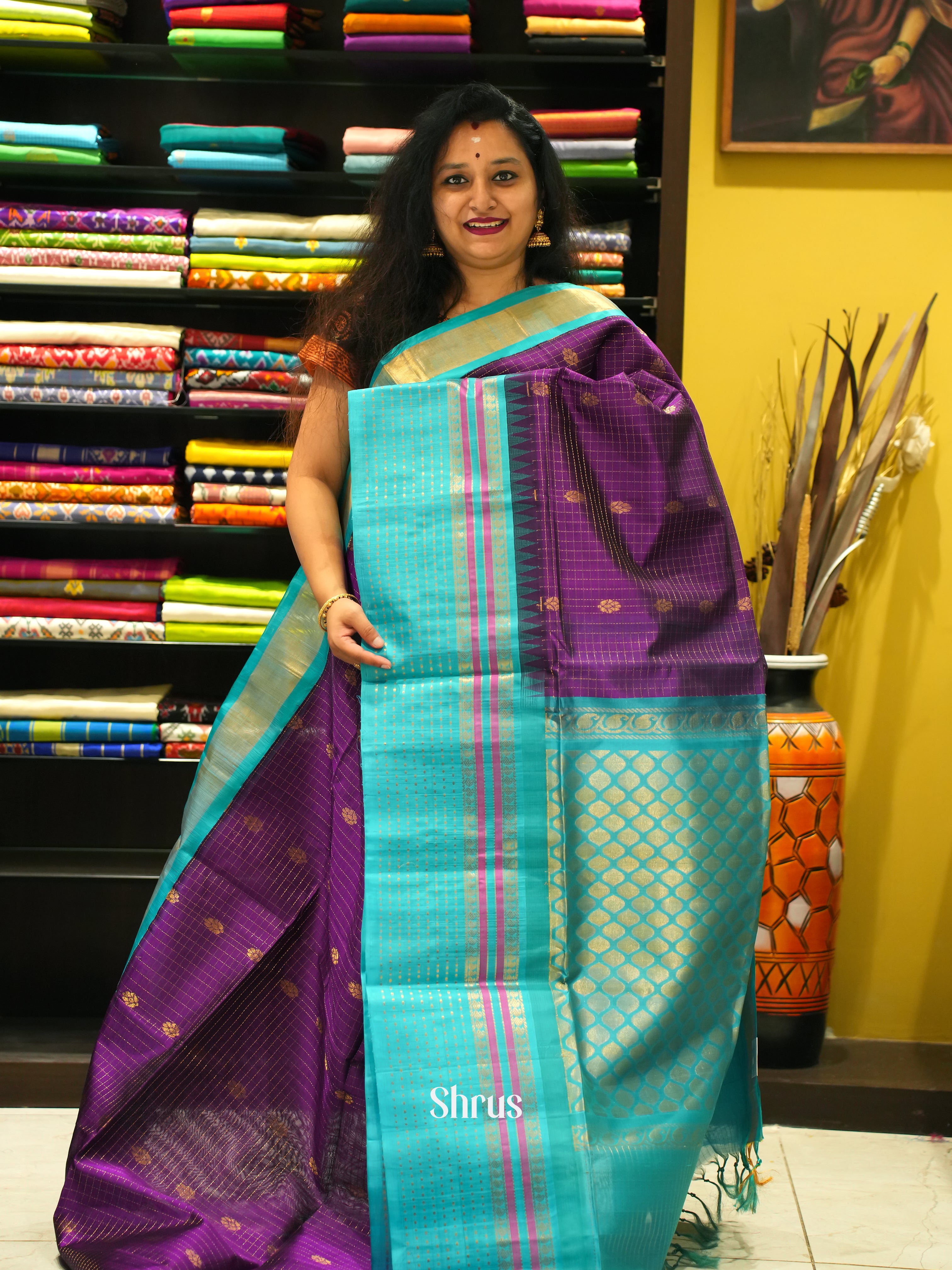 CES10150 - Silk Cotton Saree - Shop on ShrusEternity.com