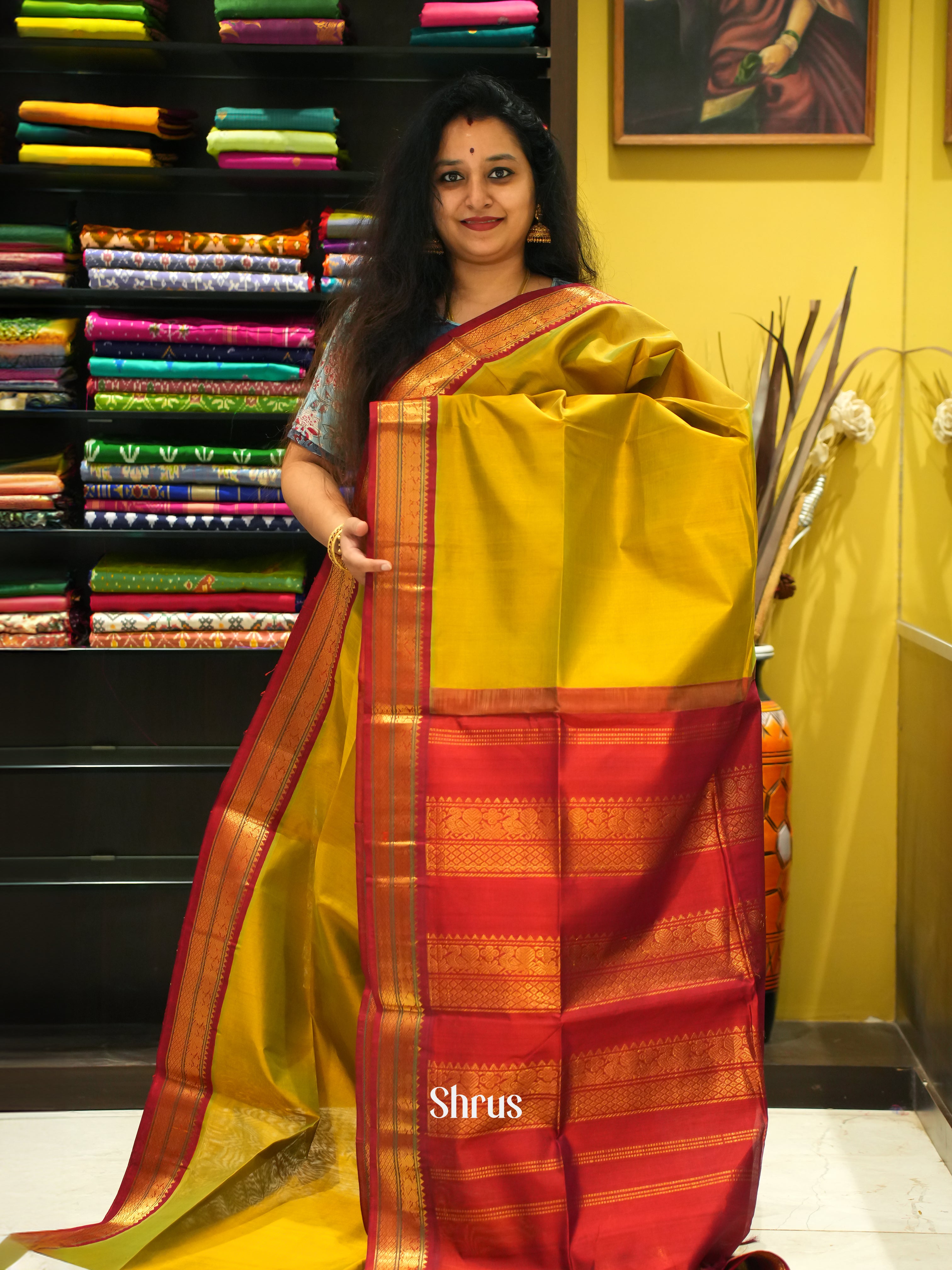 Green & Maroon - Silk Cotton Saree - Shop on ShrusEternity.com