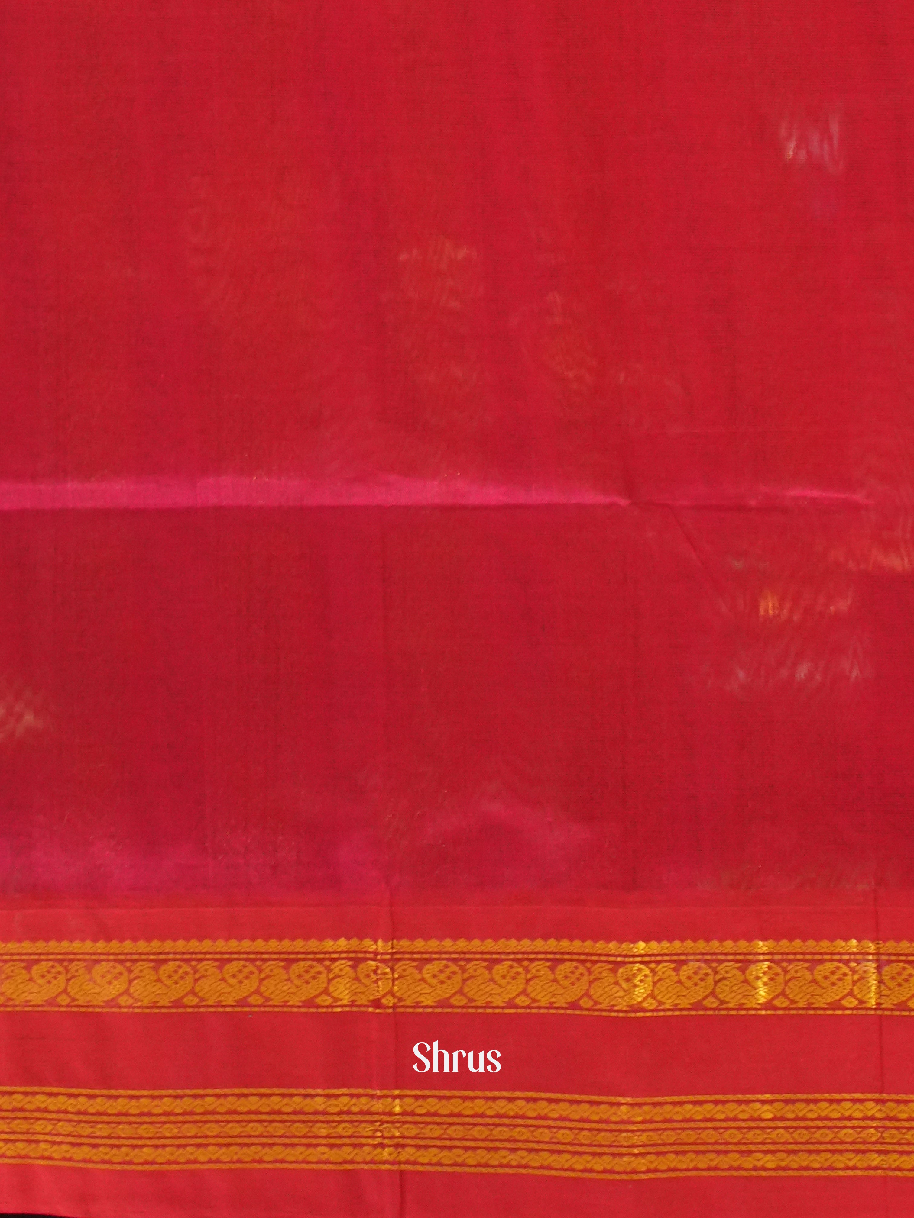 Blue & Pink - Silk Cotton Saree - Shop on ShrusEternity.com