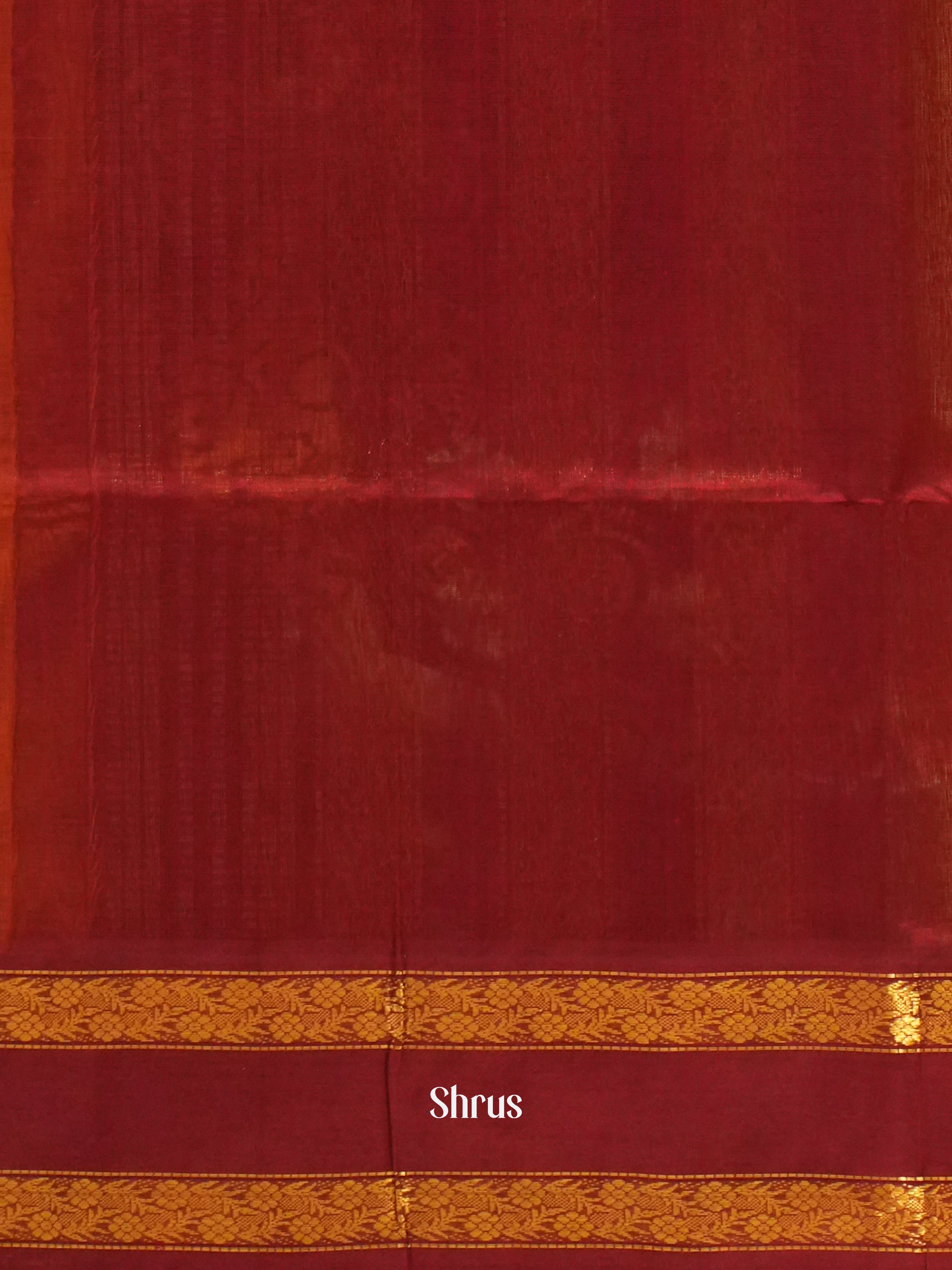 Yellow & Maroon - Silk Cotton Saree - Shop on ShrusEternity.com