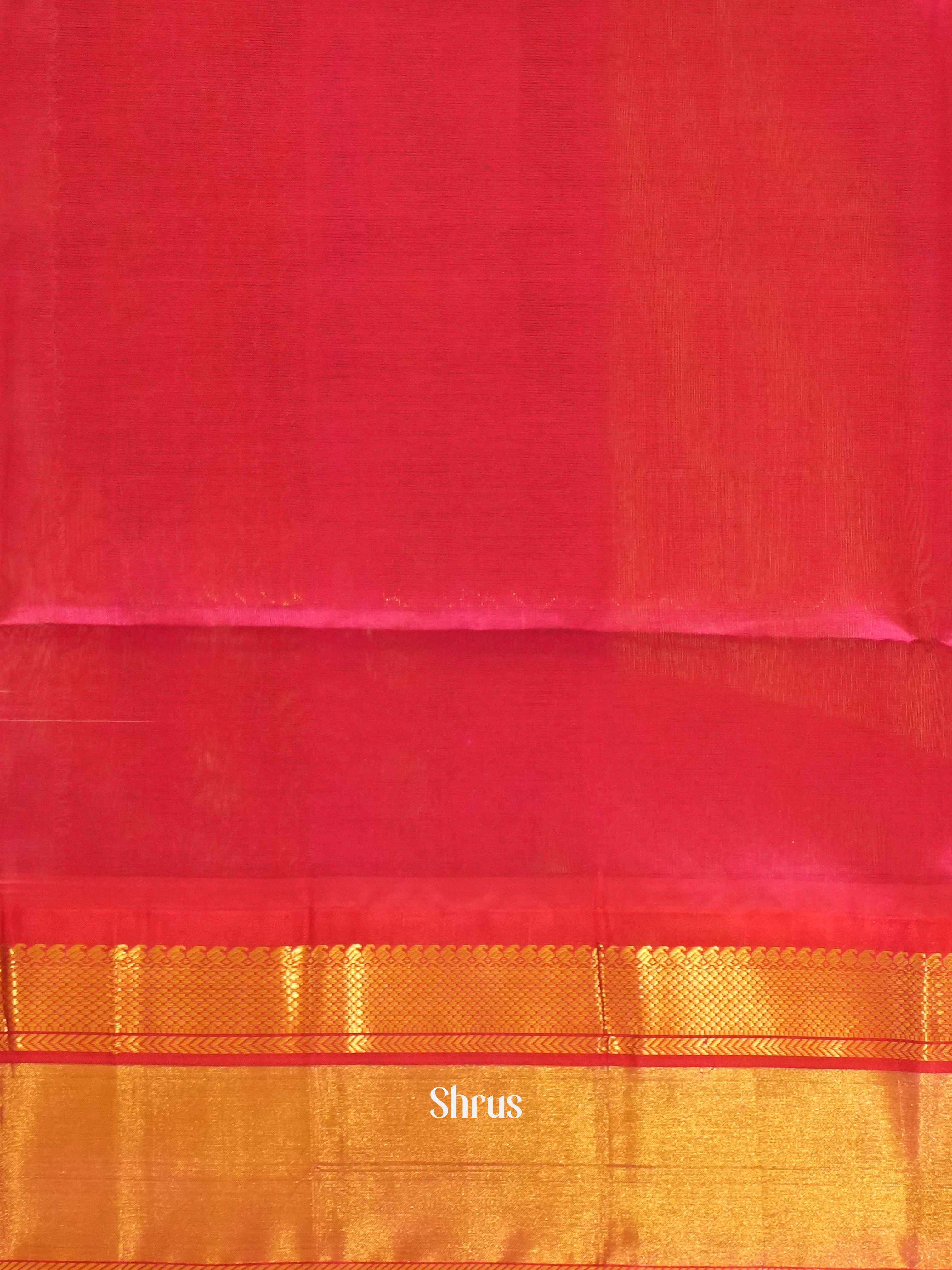 Cream & Pink - Silk Cotton Saree - Shop on ShrusEternity.com