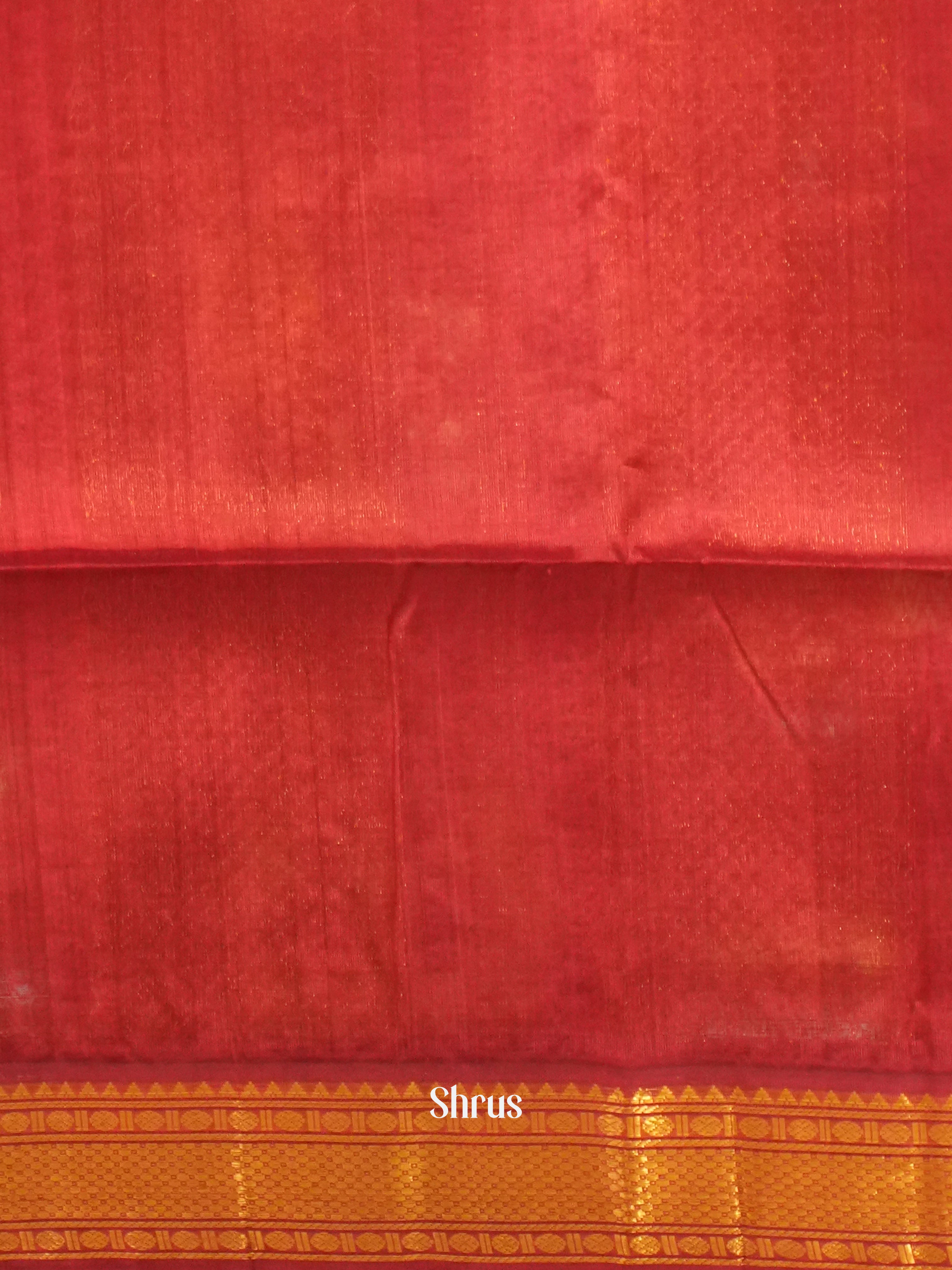 Mustard & Red - Silk Cotton Saree - Shop on ShrusEternity.com