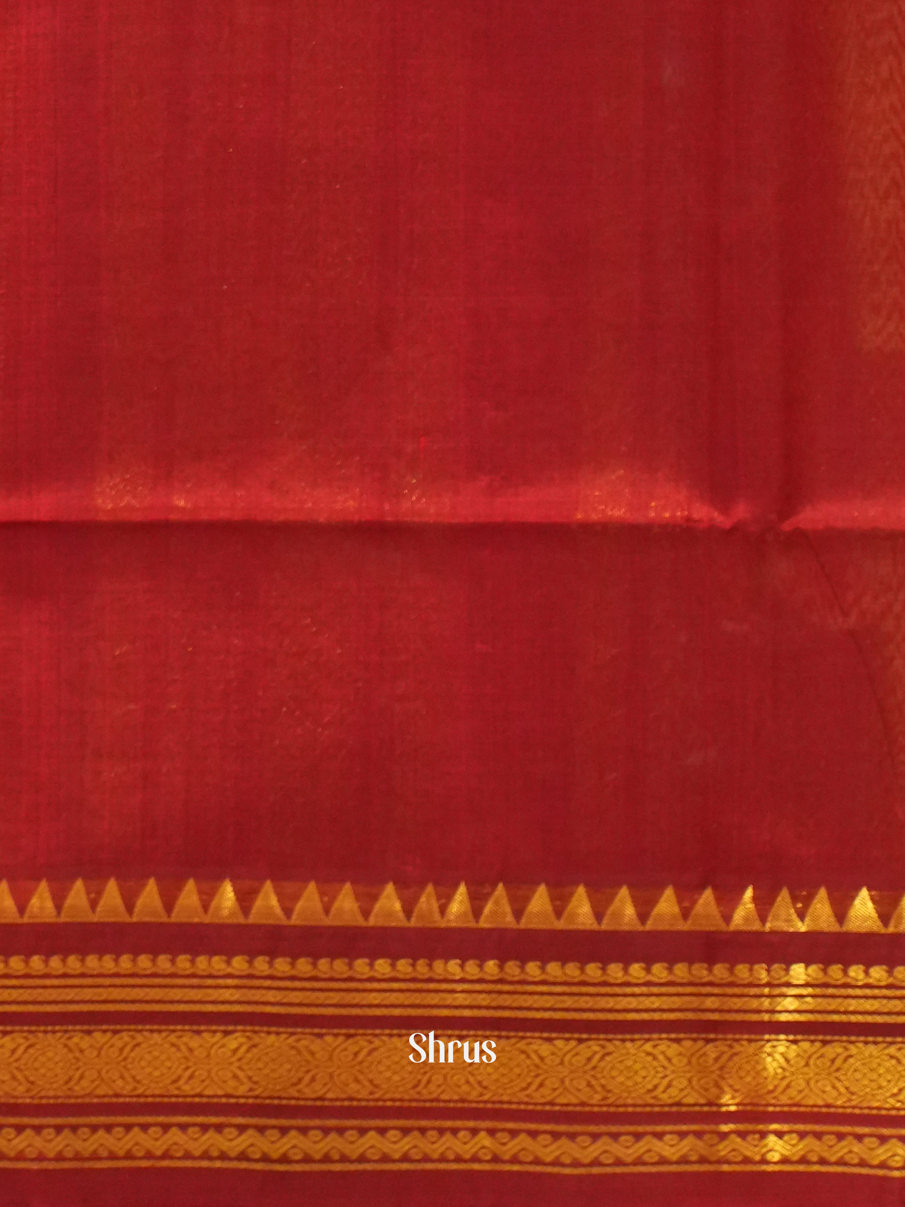 Yellow & Maroon  - Silk Cotton Saree - Shop on ShrusEternity.com