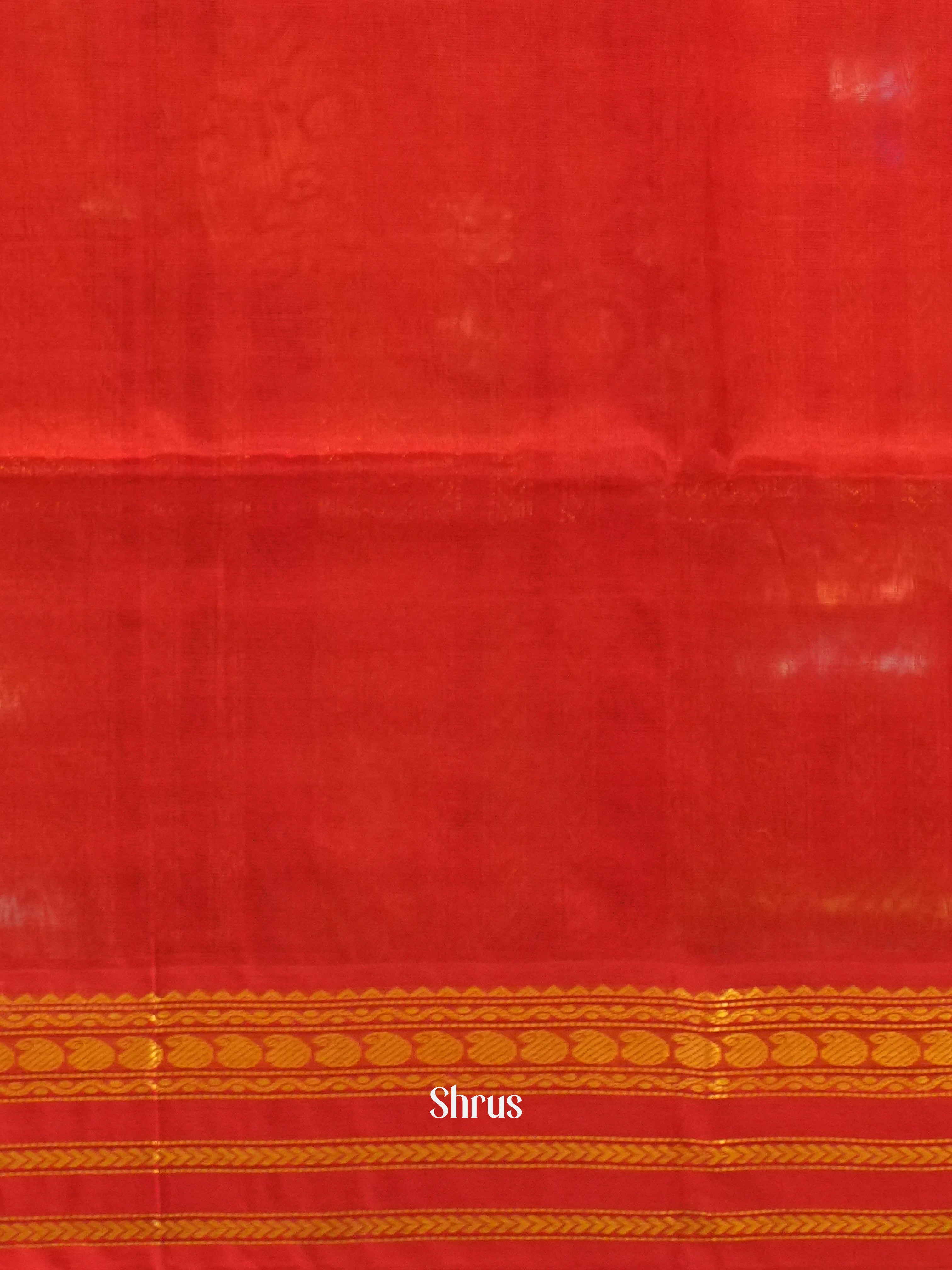 Blue & Red - Silk Cotton Saree - Shop on ShrusEternity.com