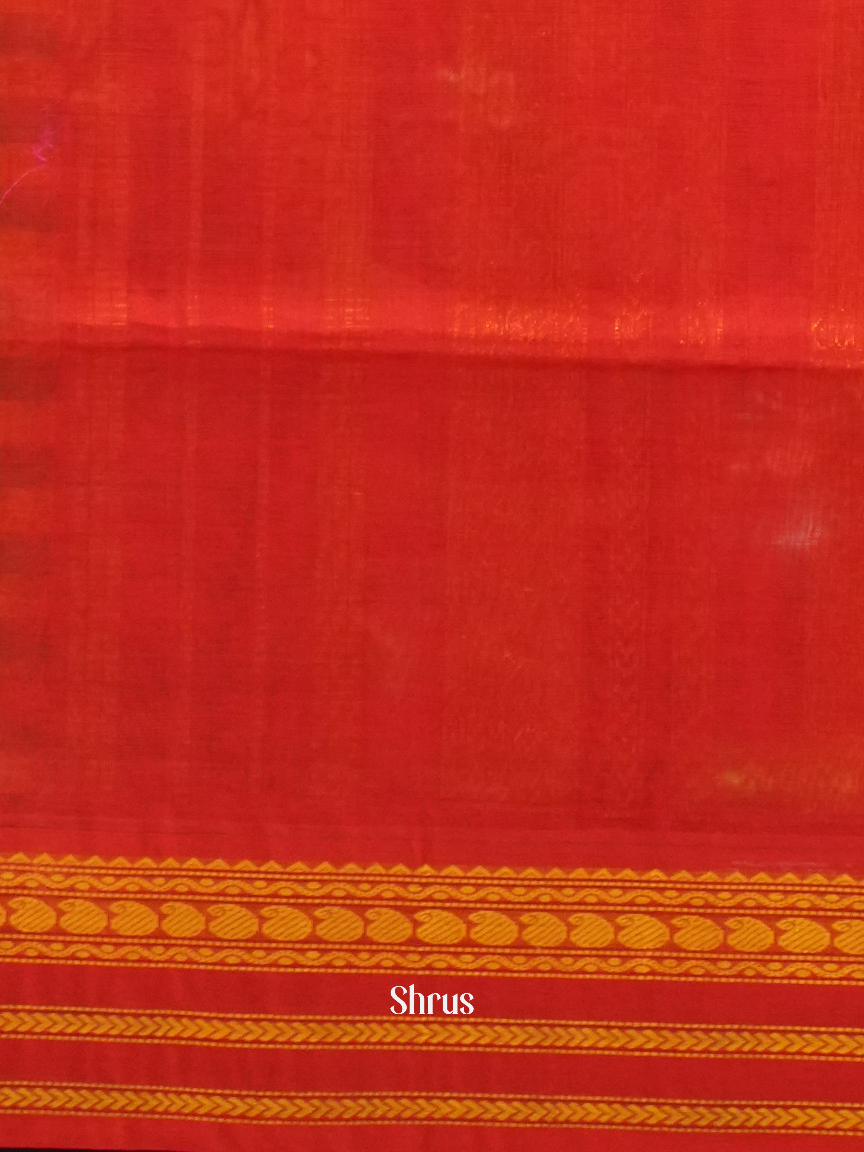 Green & Red  - Silk Cotton Saree - Shop on ShrusEternity.com