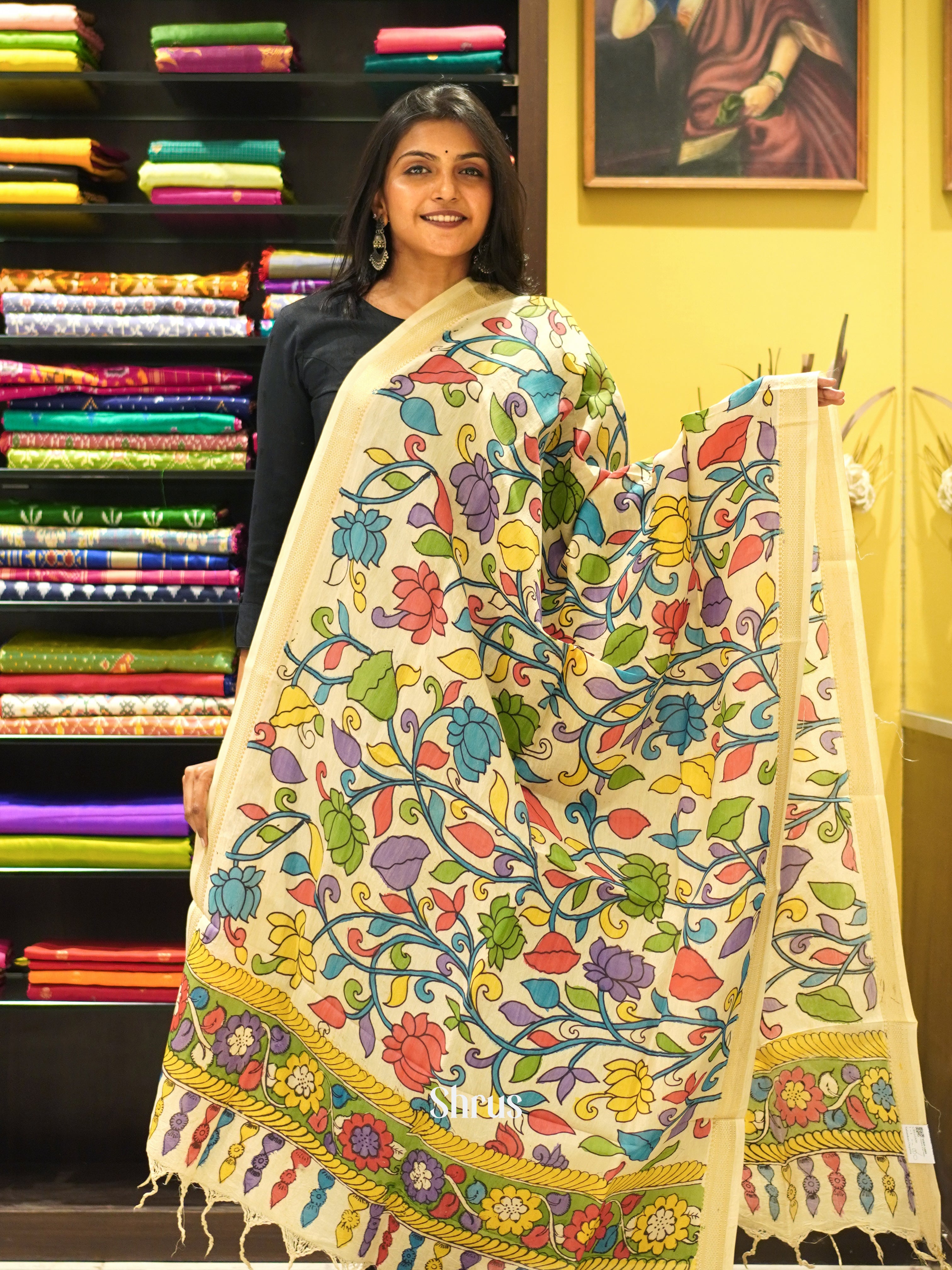 CES10309 - Penkalamkari Dupatta - Shop on ShrusEternity.com