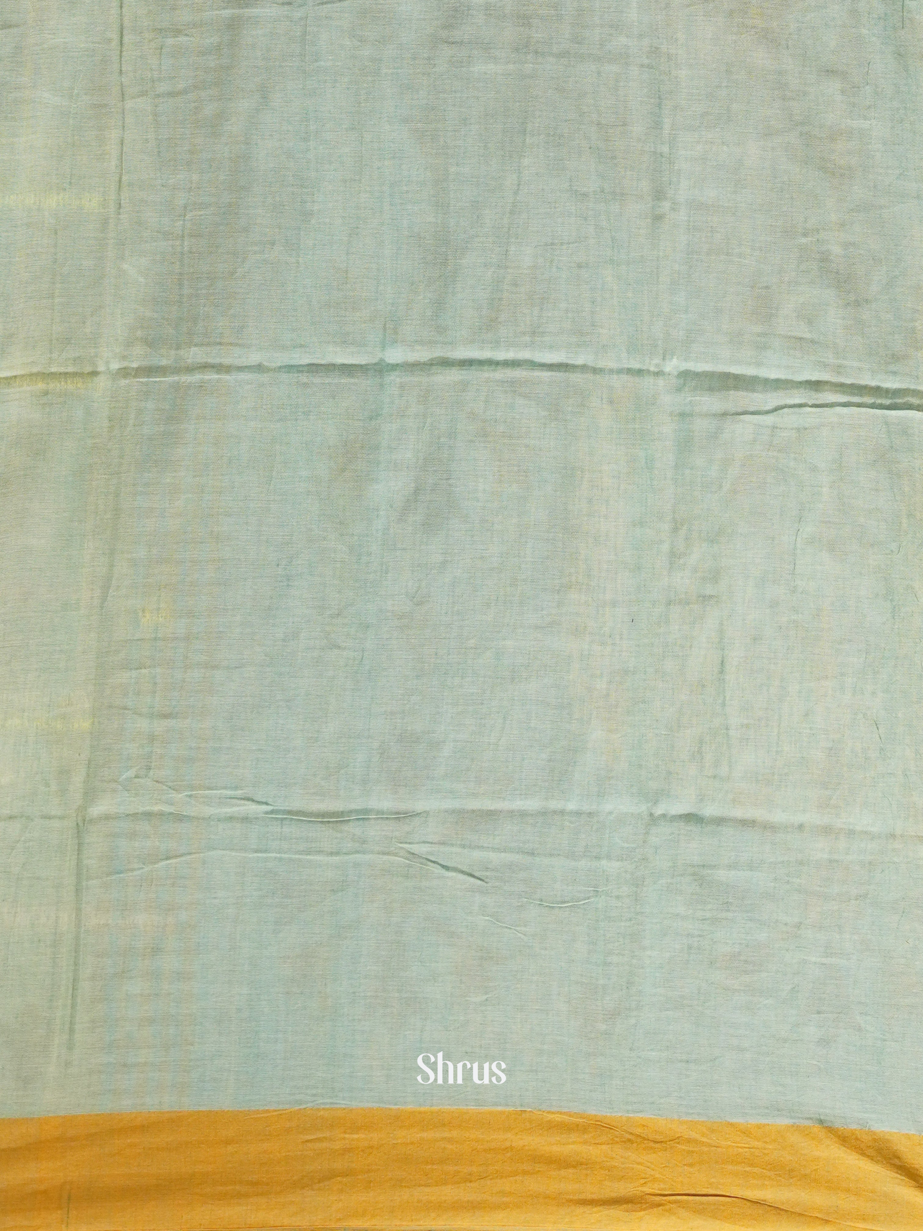 Greyish Green & Blue - Semi Ikkat Saree - Shop on ShrusEternity.com