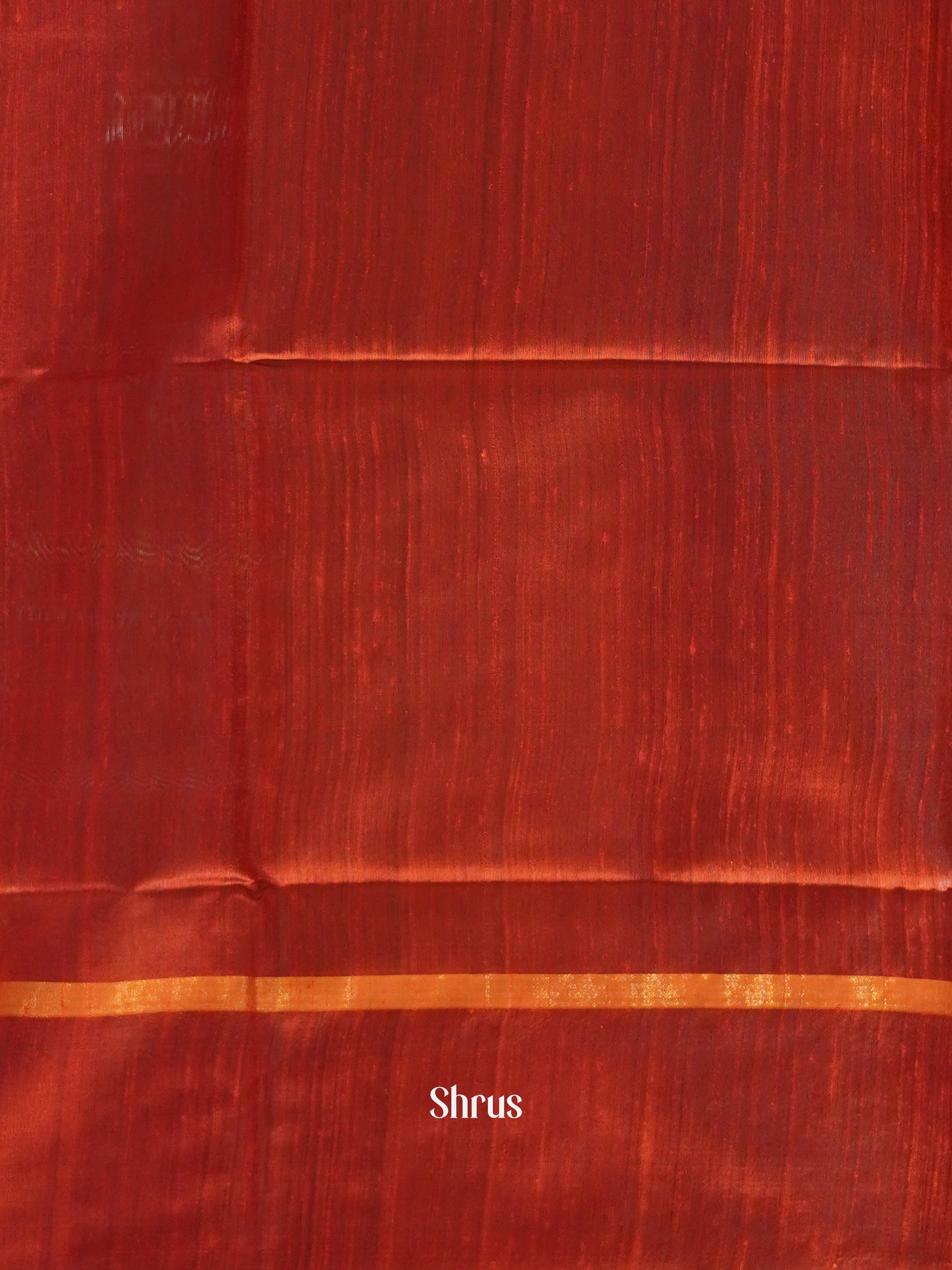 Mustard & Red - Raw Silk Saree