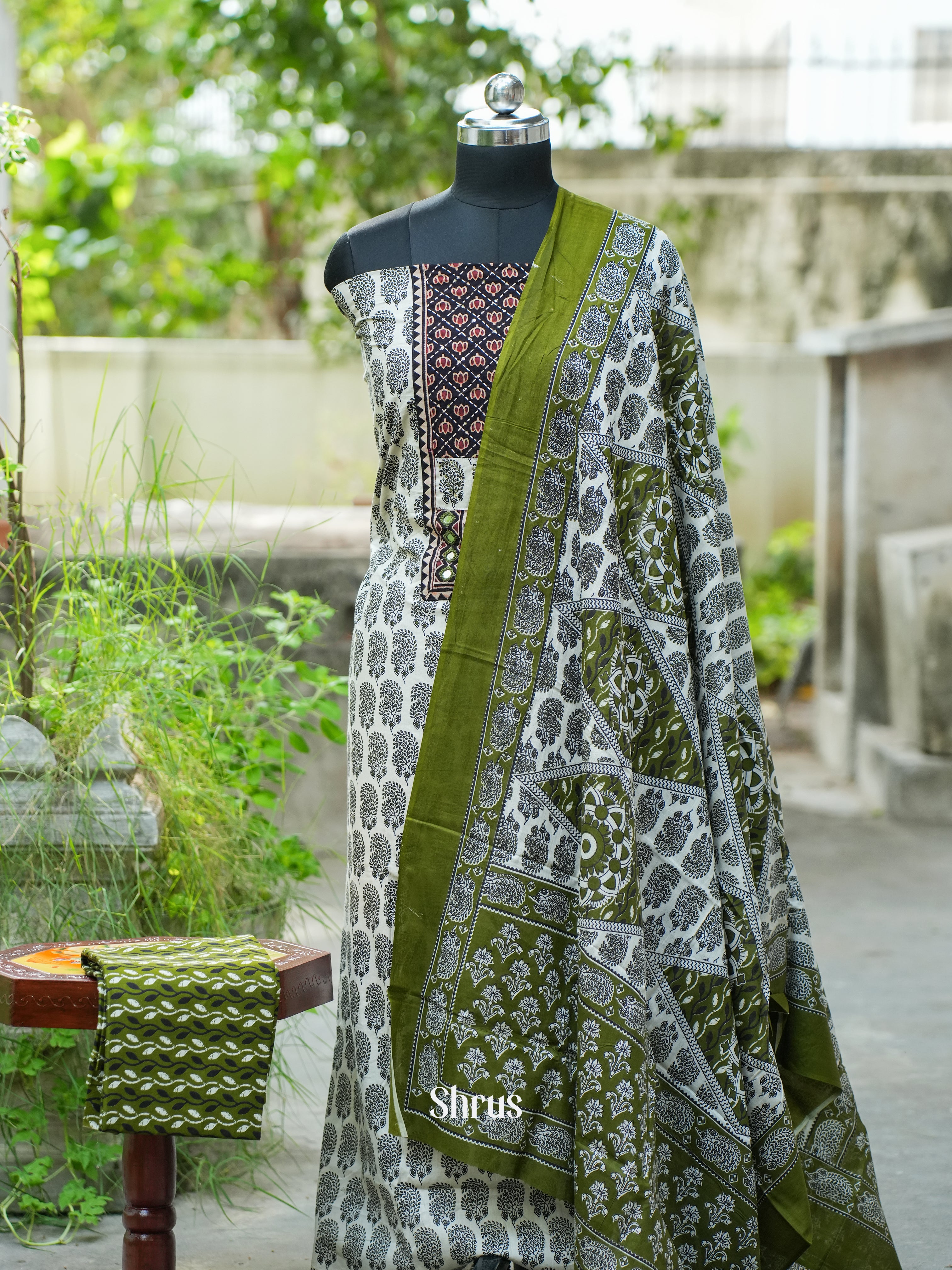 White & Green - Ajrakh Salwar - Shop on ShrusEternity.com