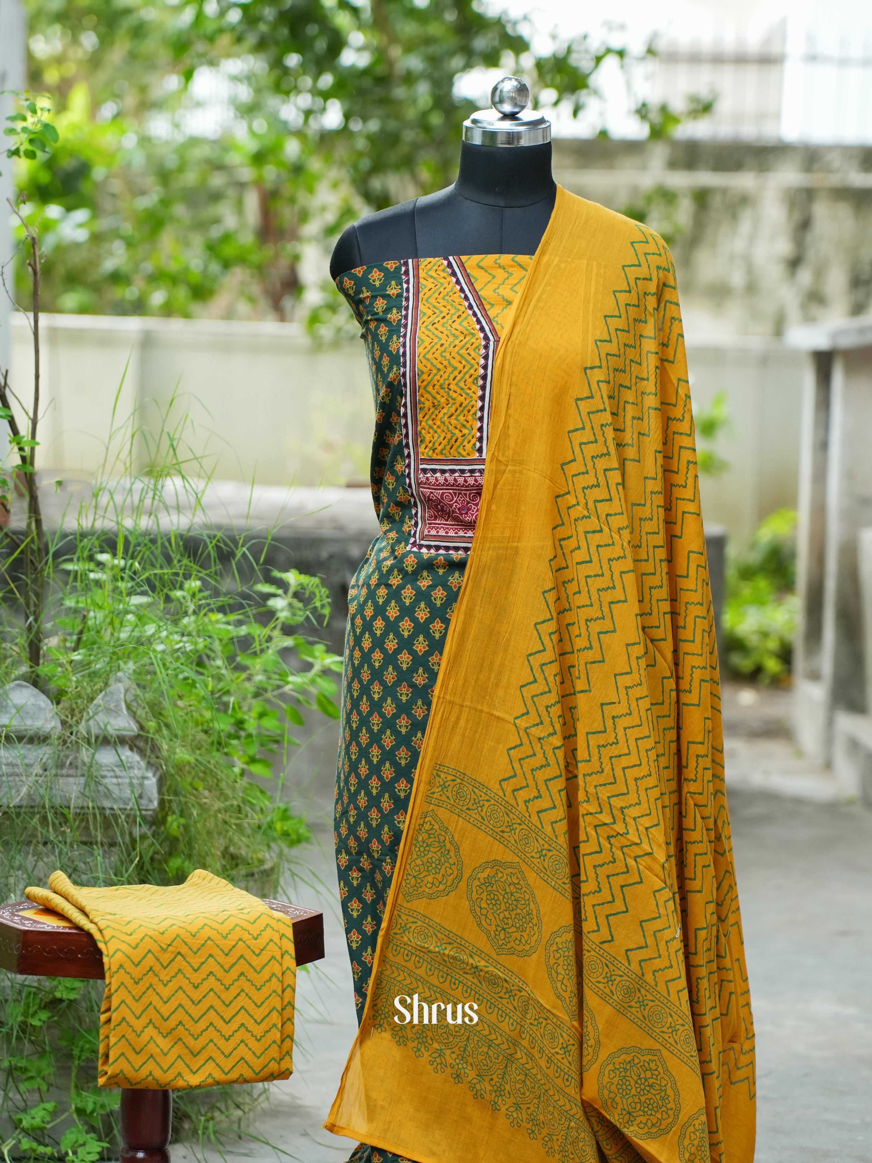 Green & Mustard - Ajrakh Salwar