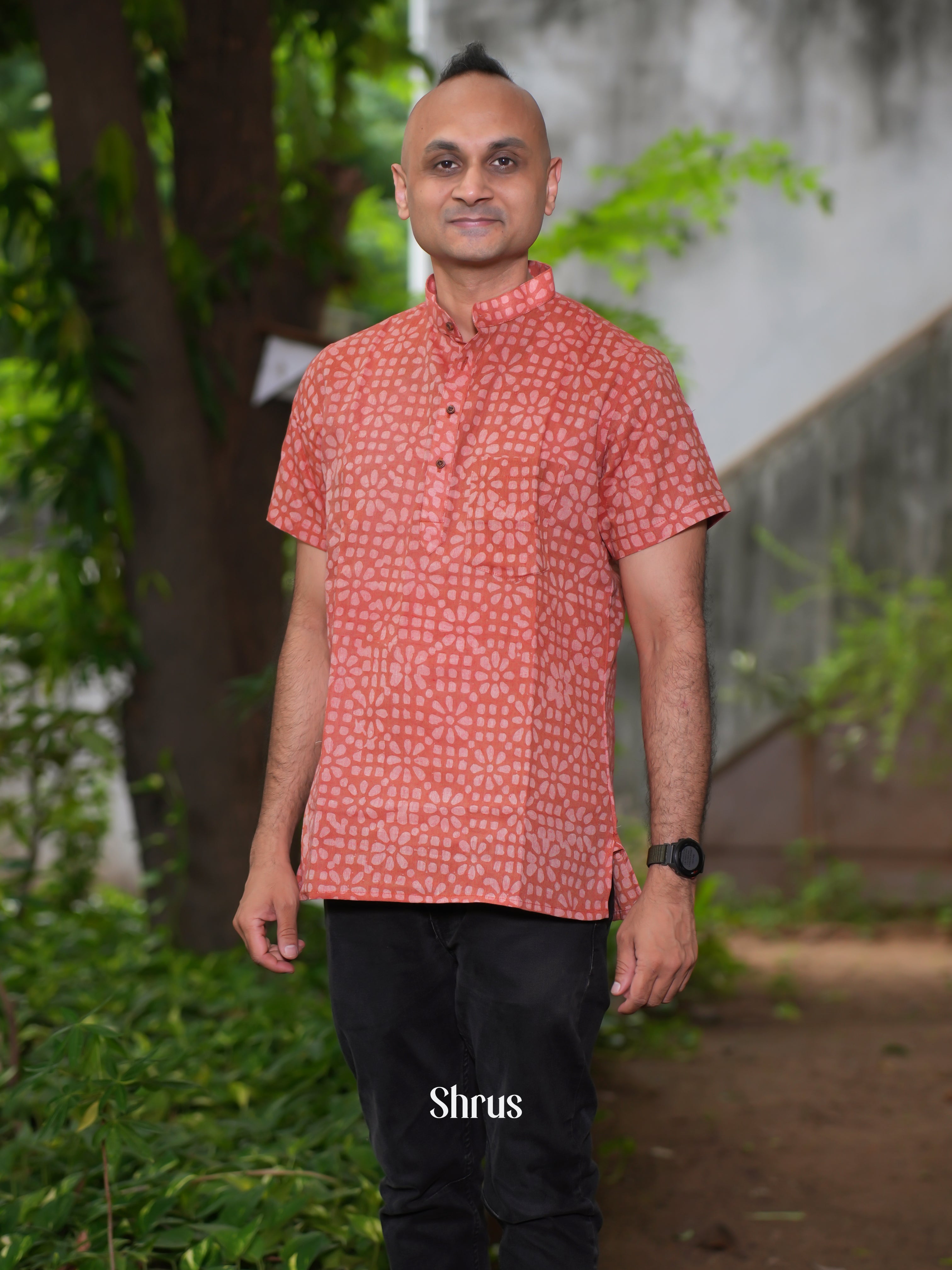 Red - Readymade Mens Kurta