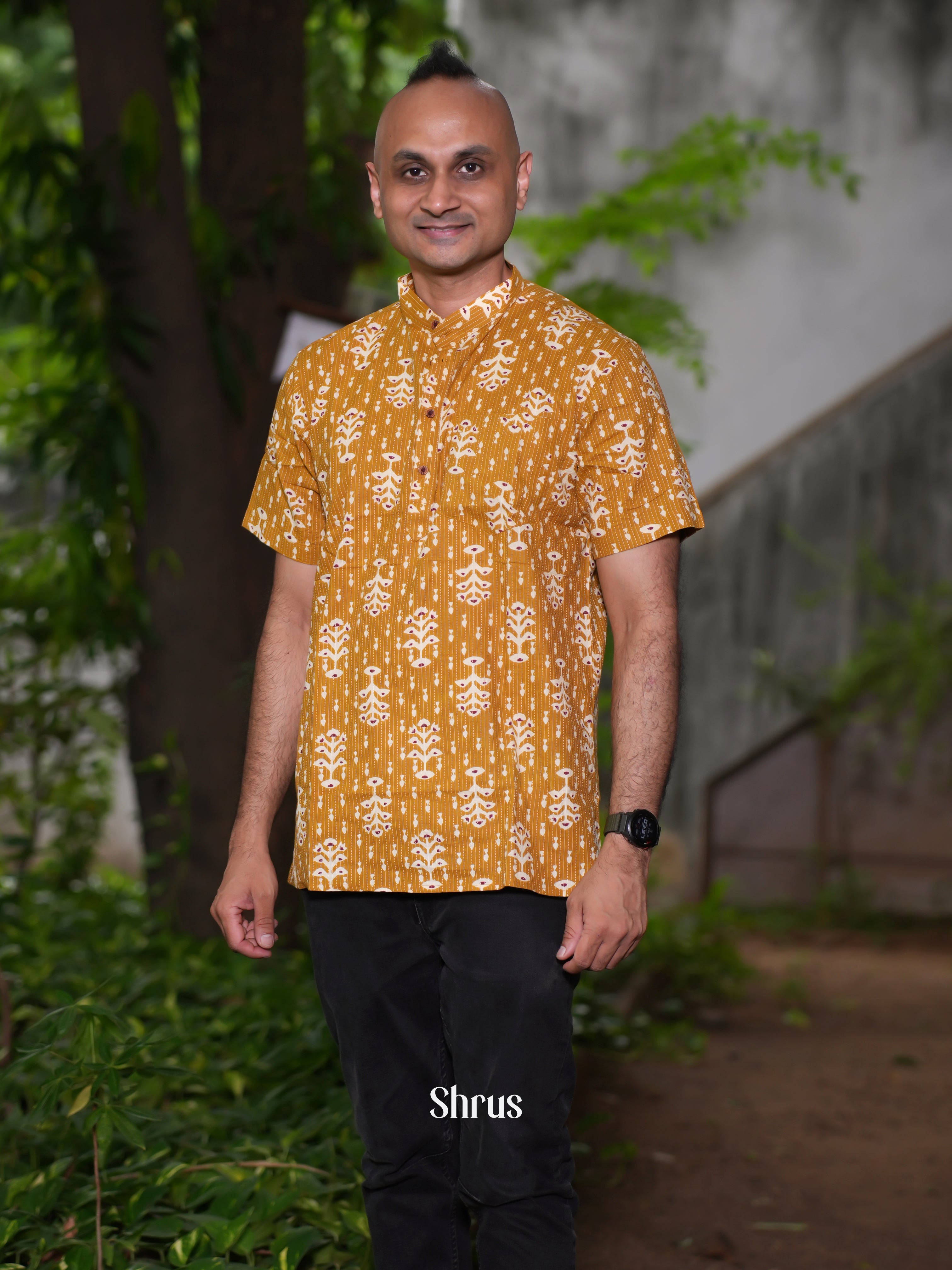 Mustard - Readymade Mens Kurta