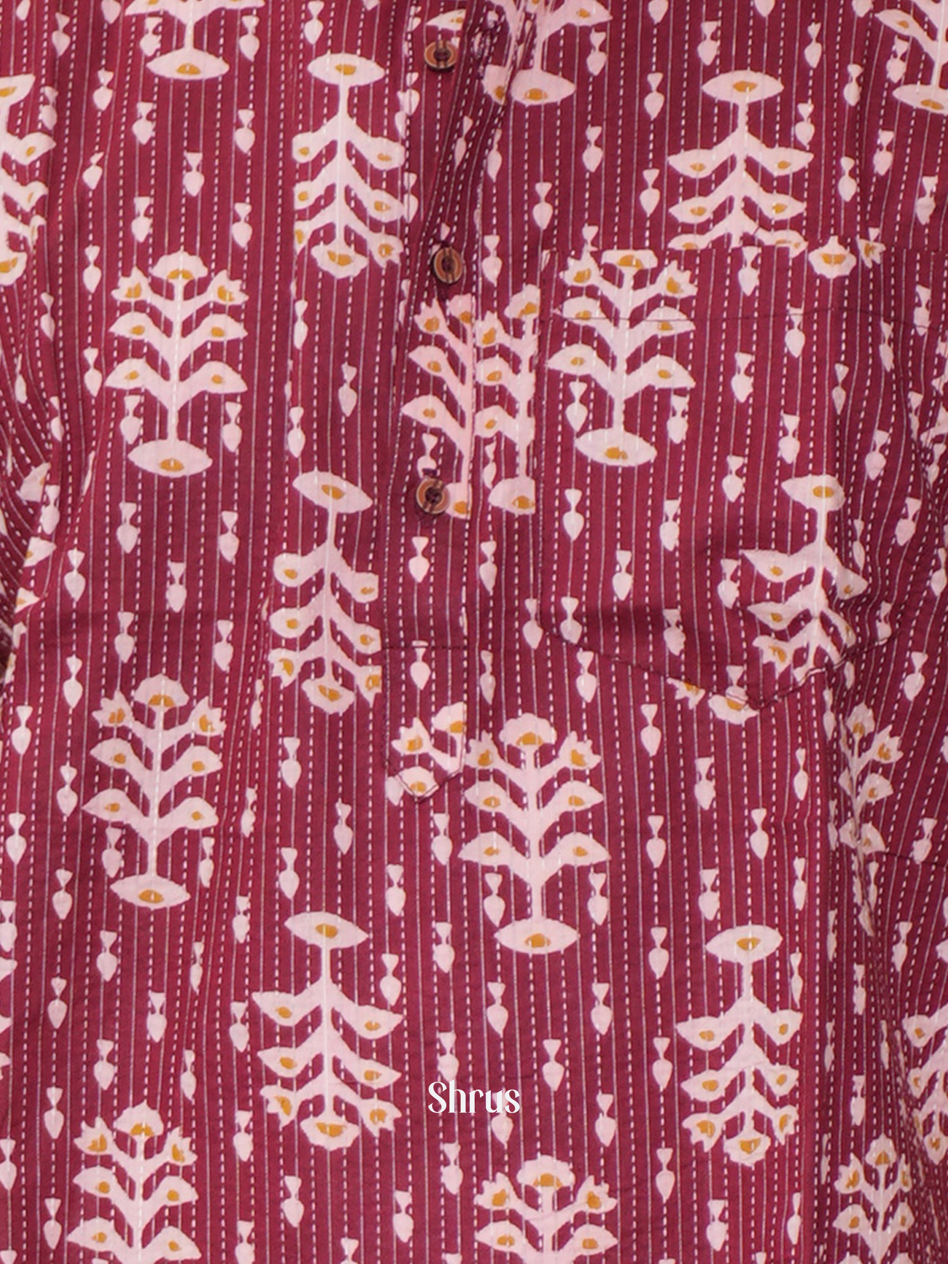 Maroon- Readymade Mens Kurta