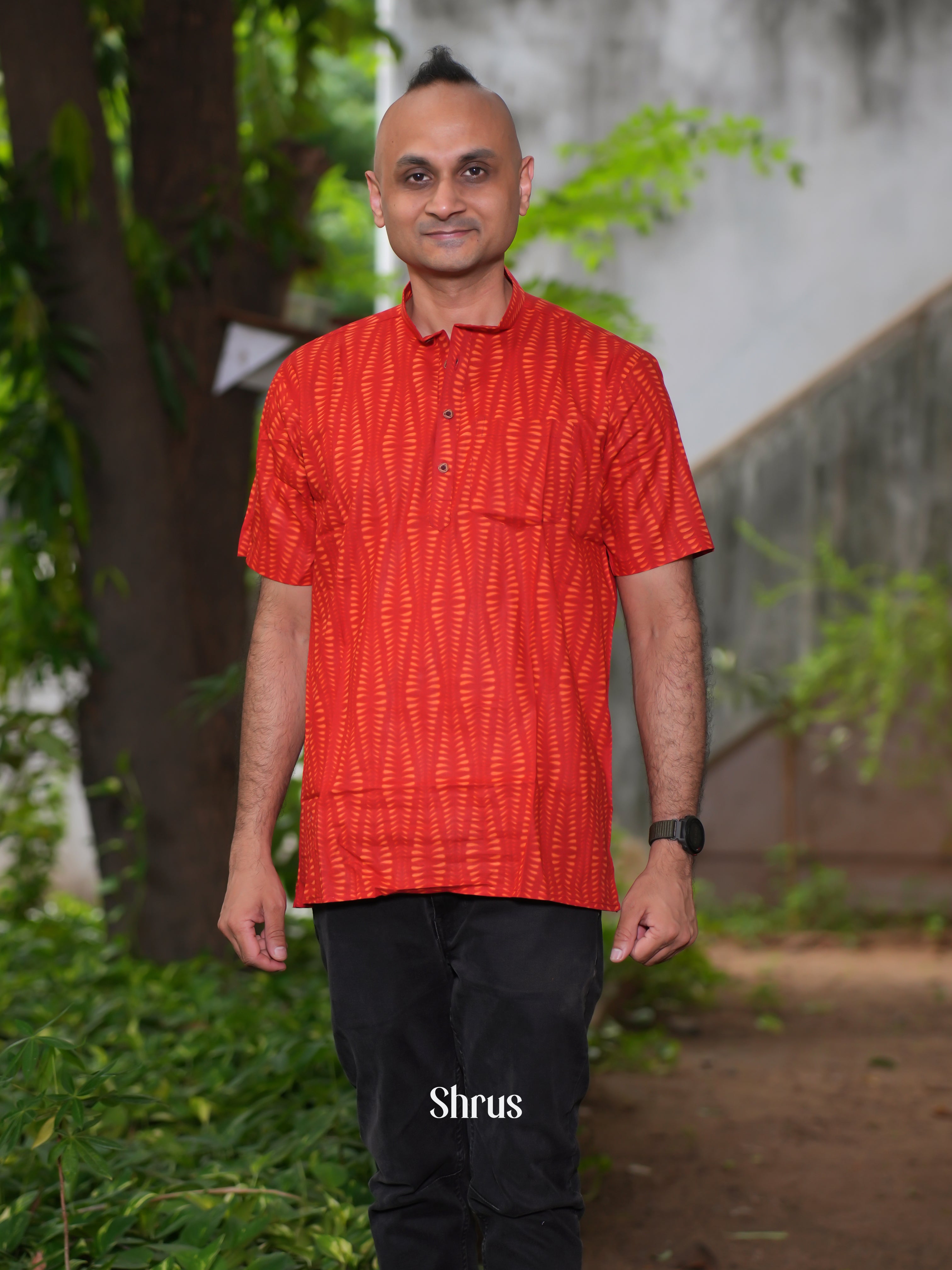 Orange - Readymade Mens Kurta