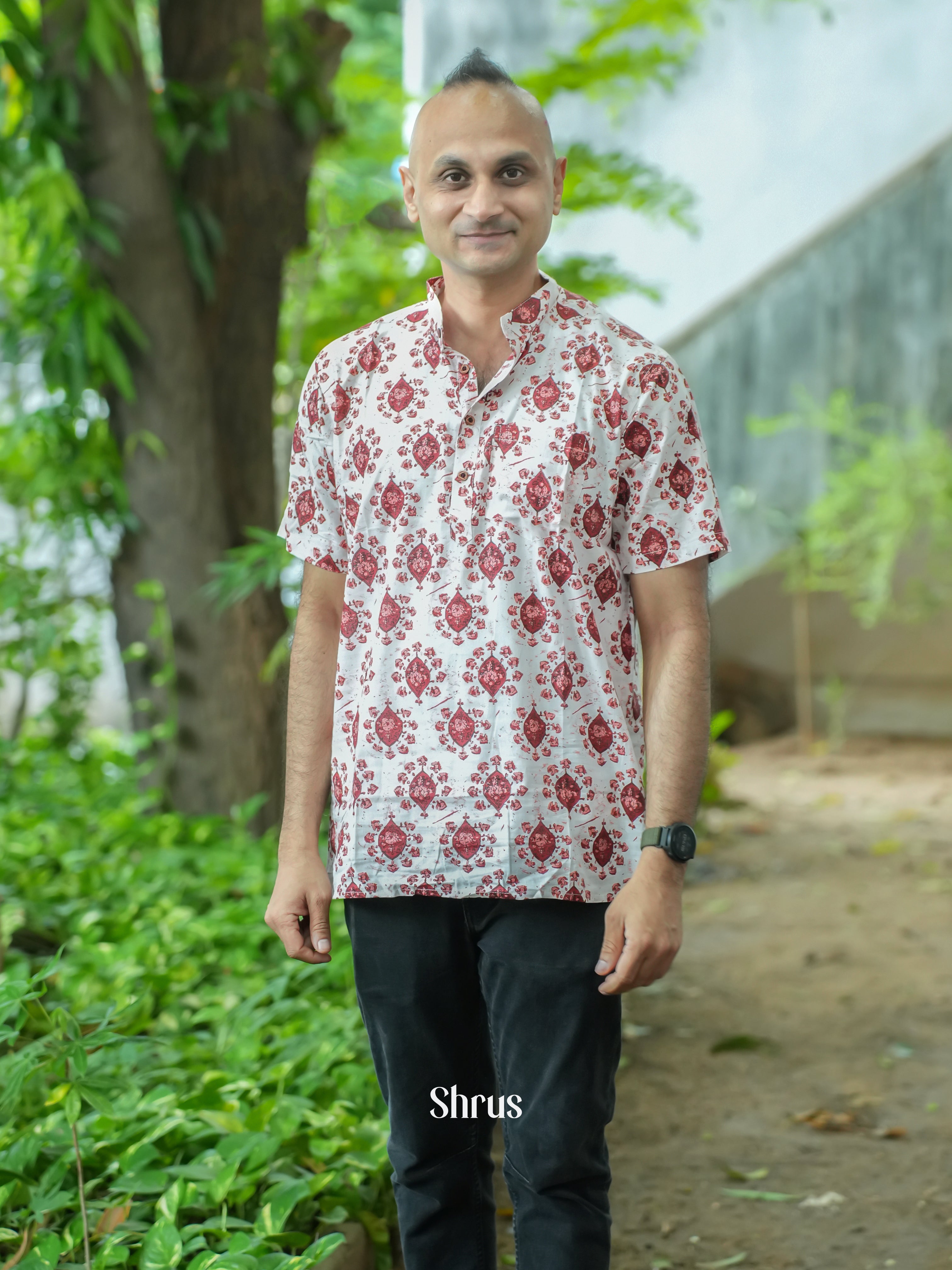 White &  Brown - Readymade Mens Kurta