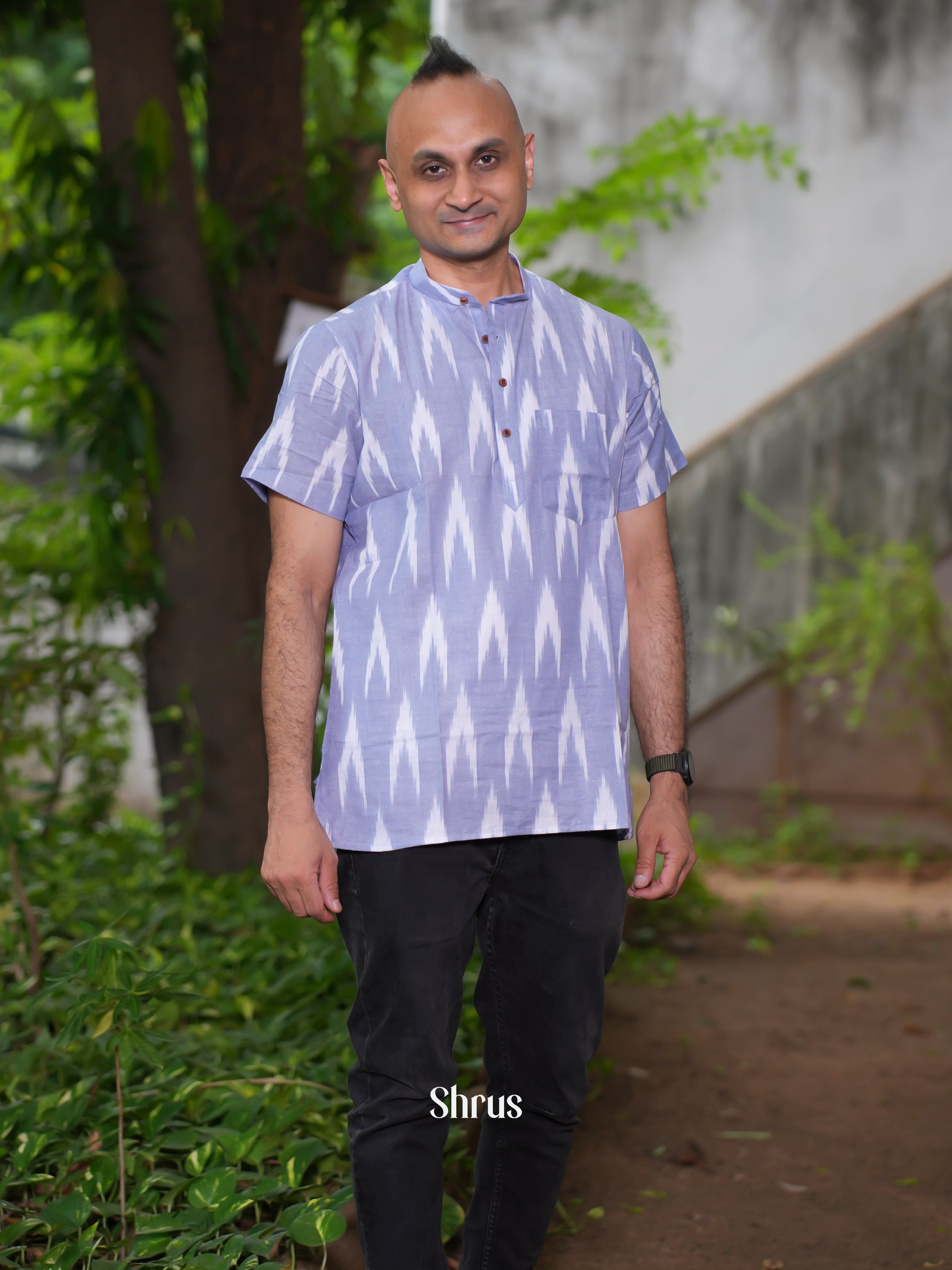 Purple - Readymade  Mens Shor Kurta