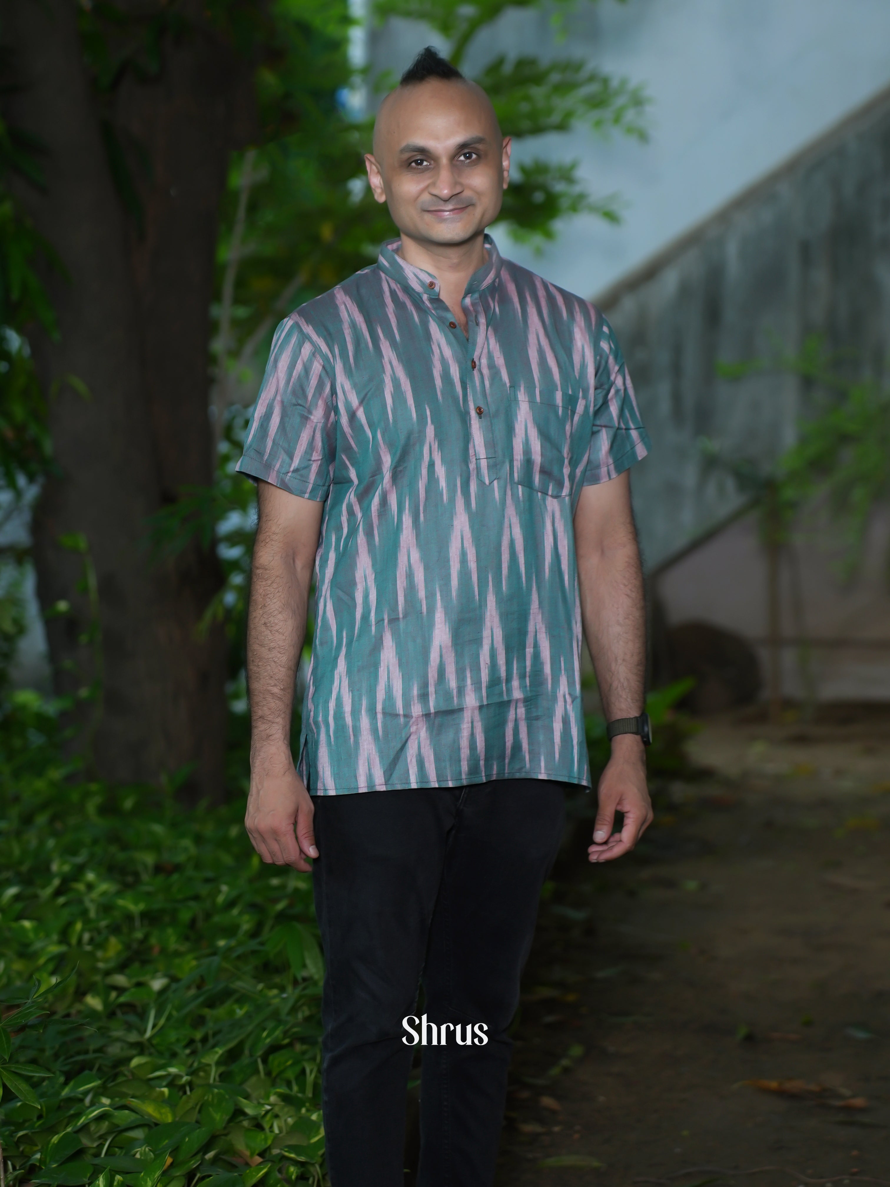 Green & Pink - Readymade Mens Kurta