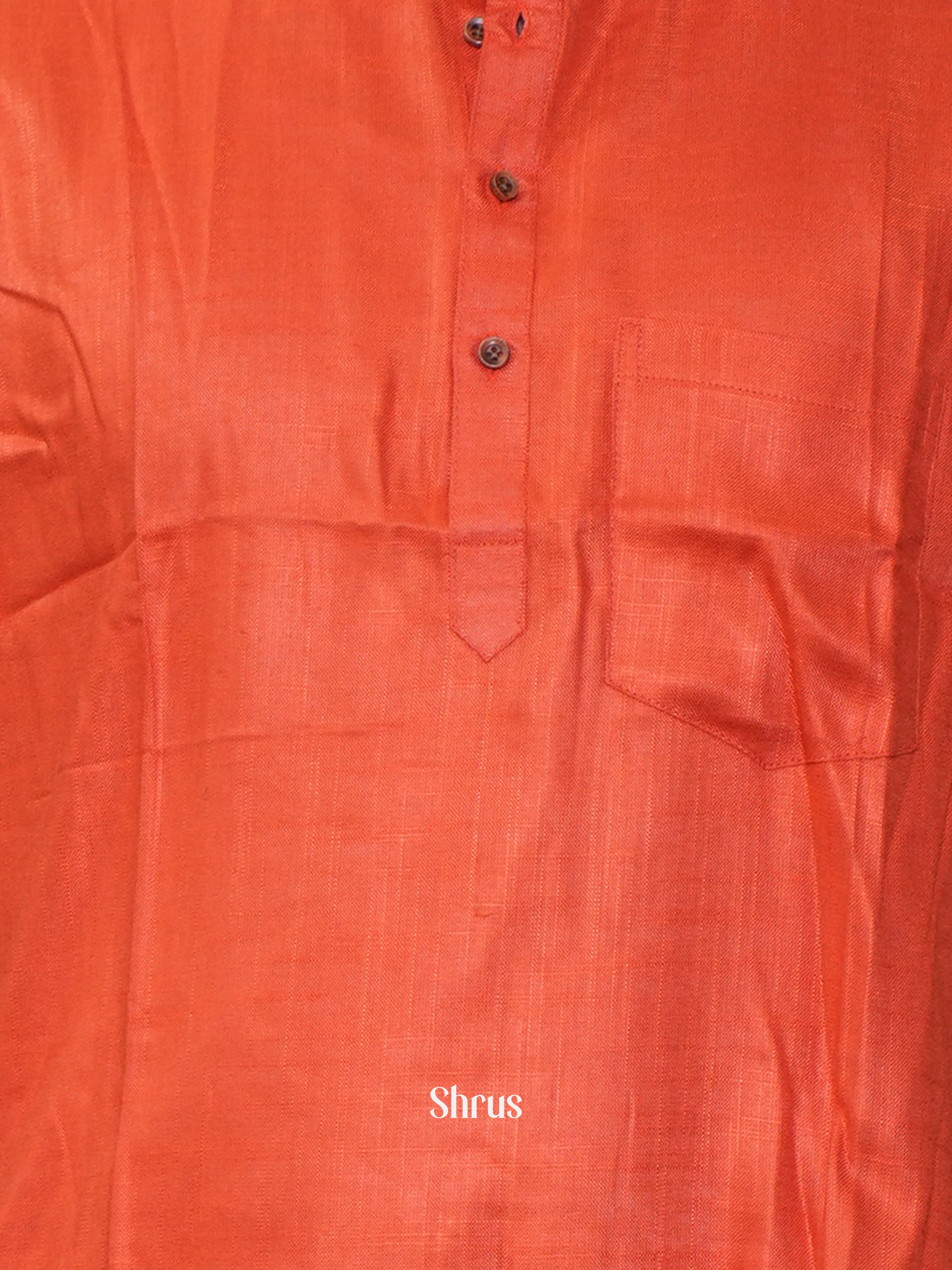 Orange - Readymade Mens Short Kurta