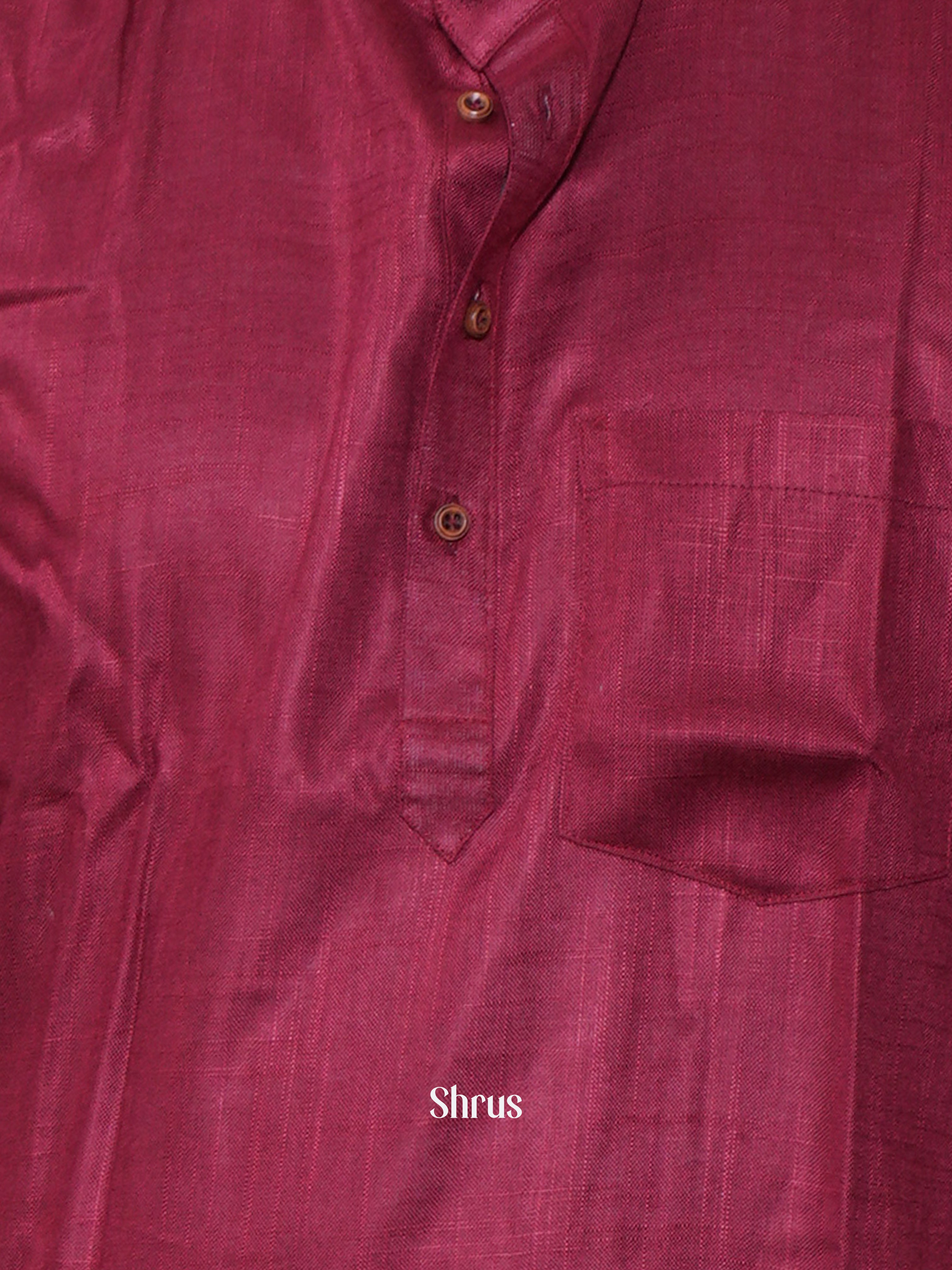 Maroon- Readymade Mens Short Kurta